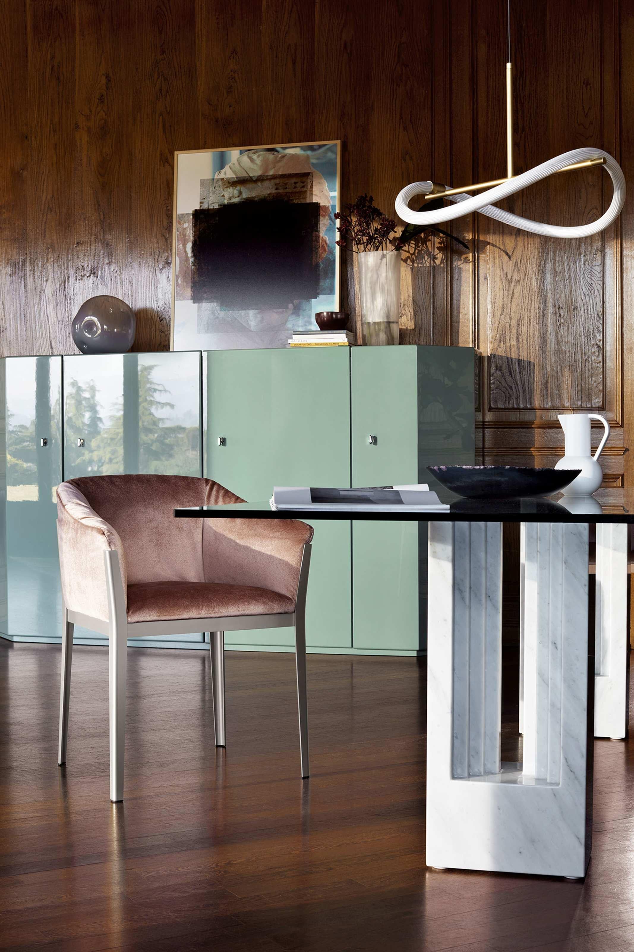 Marcel Breuer y Carlo Scarpa Mesa Delfi de mármol y cristal de Cassina Vidrio en venta
