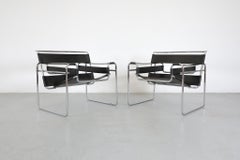 Marcel Breuer B3 Wassily Chair for Gavina in Black Leather, 1960's