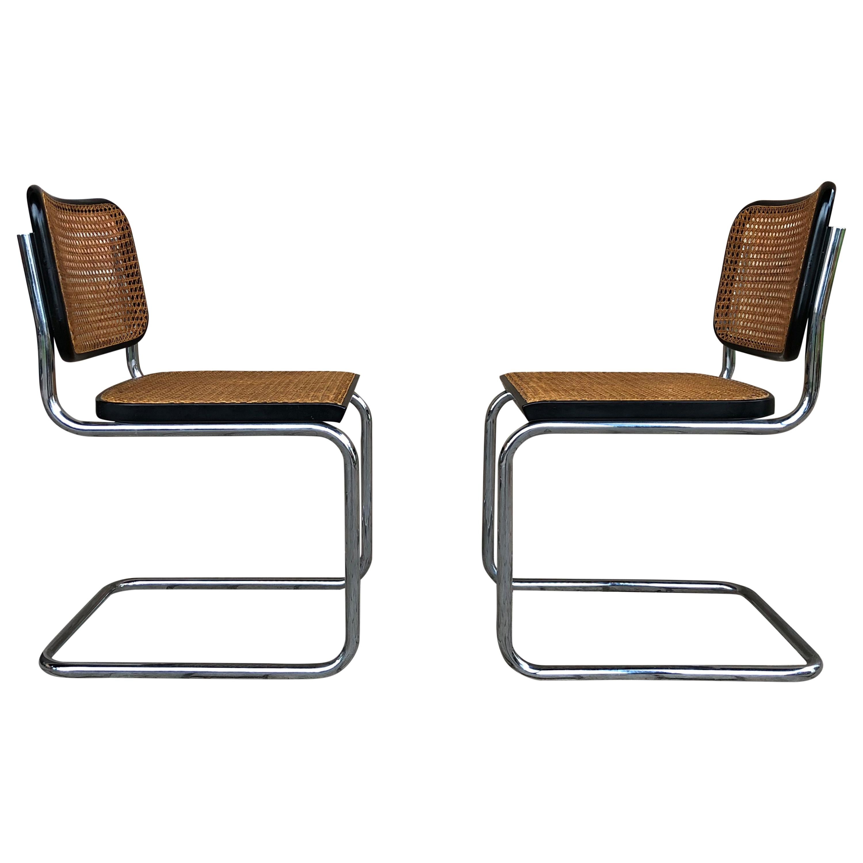 Italian Marcel Breuer B32 Cesca Dining Room Chairs for Gavina Knoll, 1963, Set of 4 For Sale
