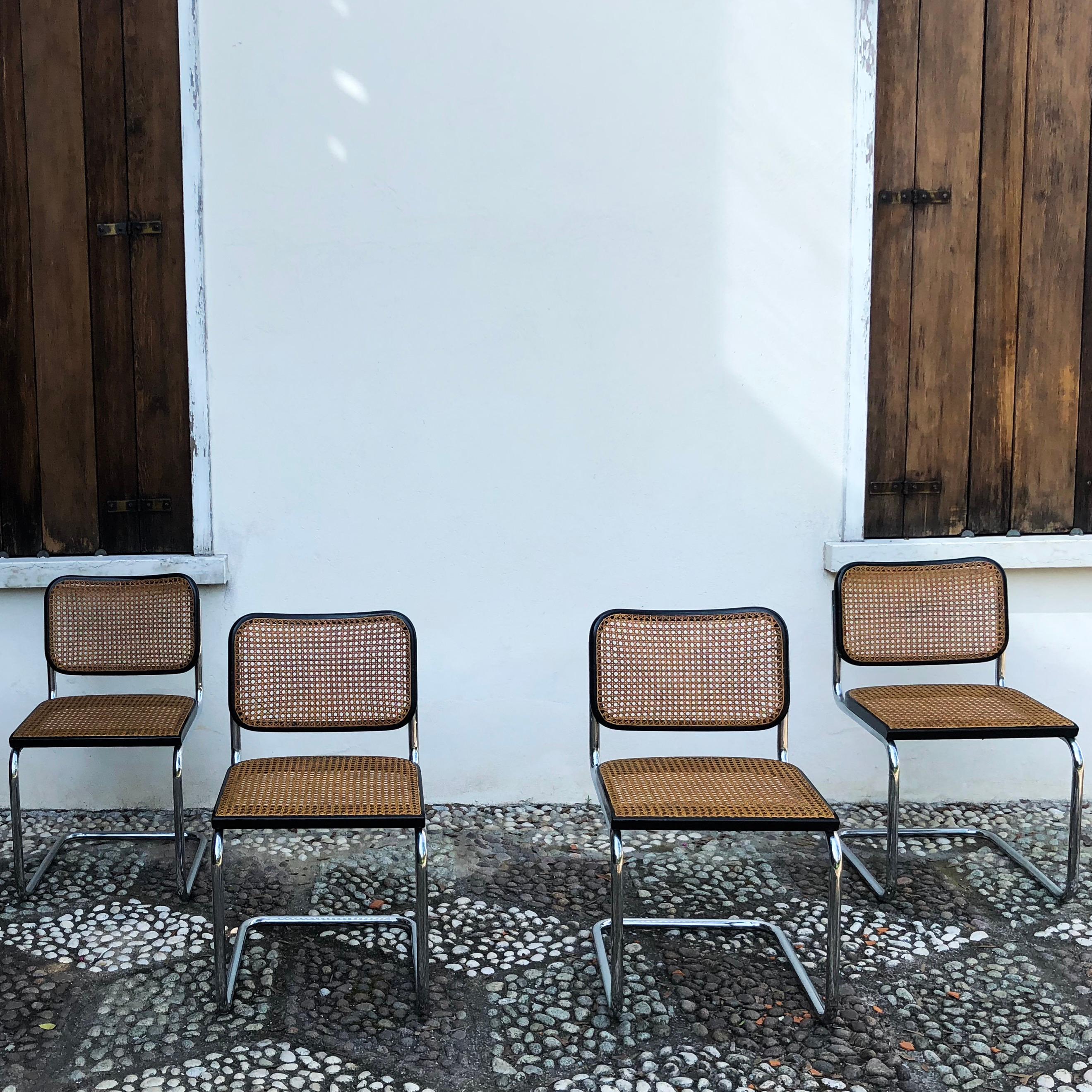 Marcel Breuer B32 Cesca Dining Room Chairs for Gavina Knoll, 1963, Set of 4 For Sale 1