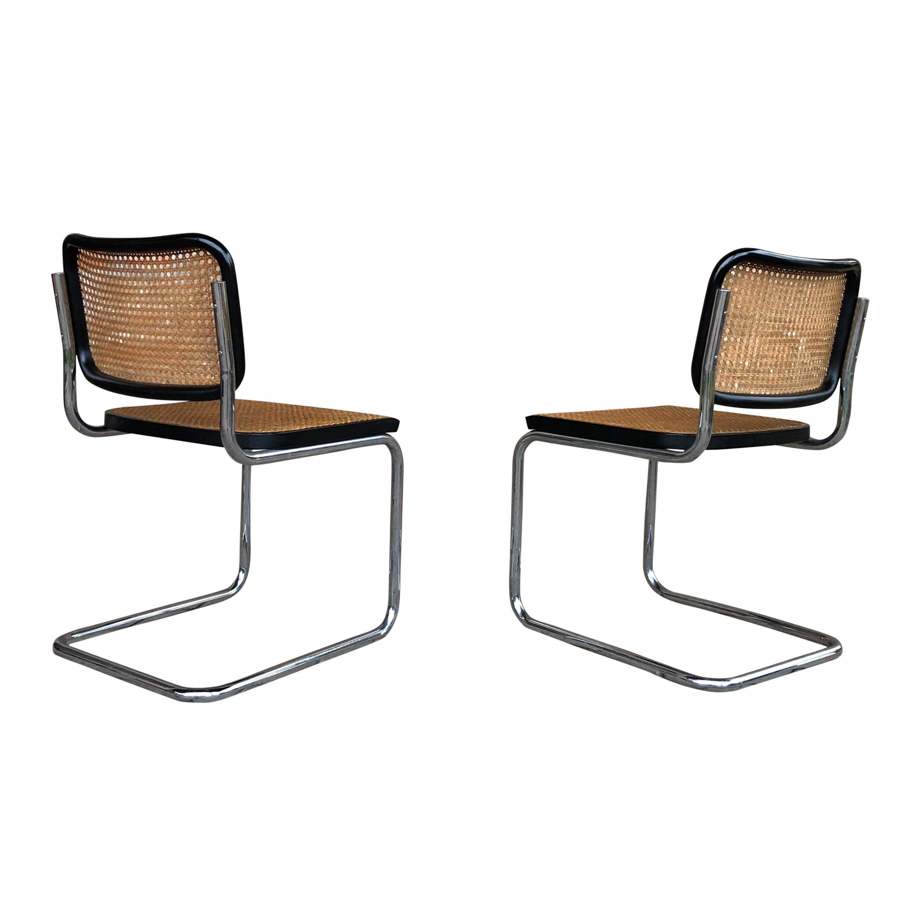 Wicker Marcel Breuer B32 Cesca Dining Room Chairs for Gavina Knoll, 1963, Set of 4 For Sale