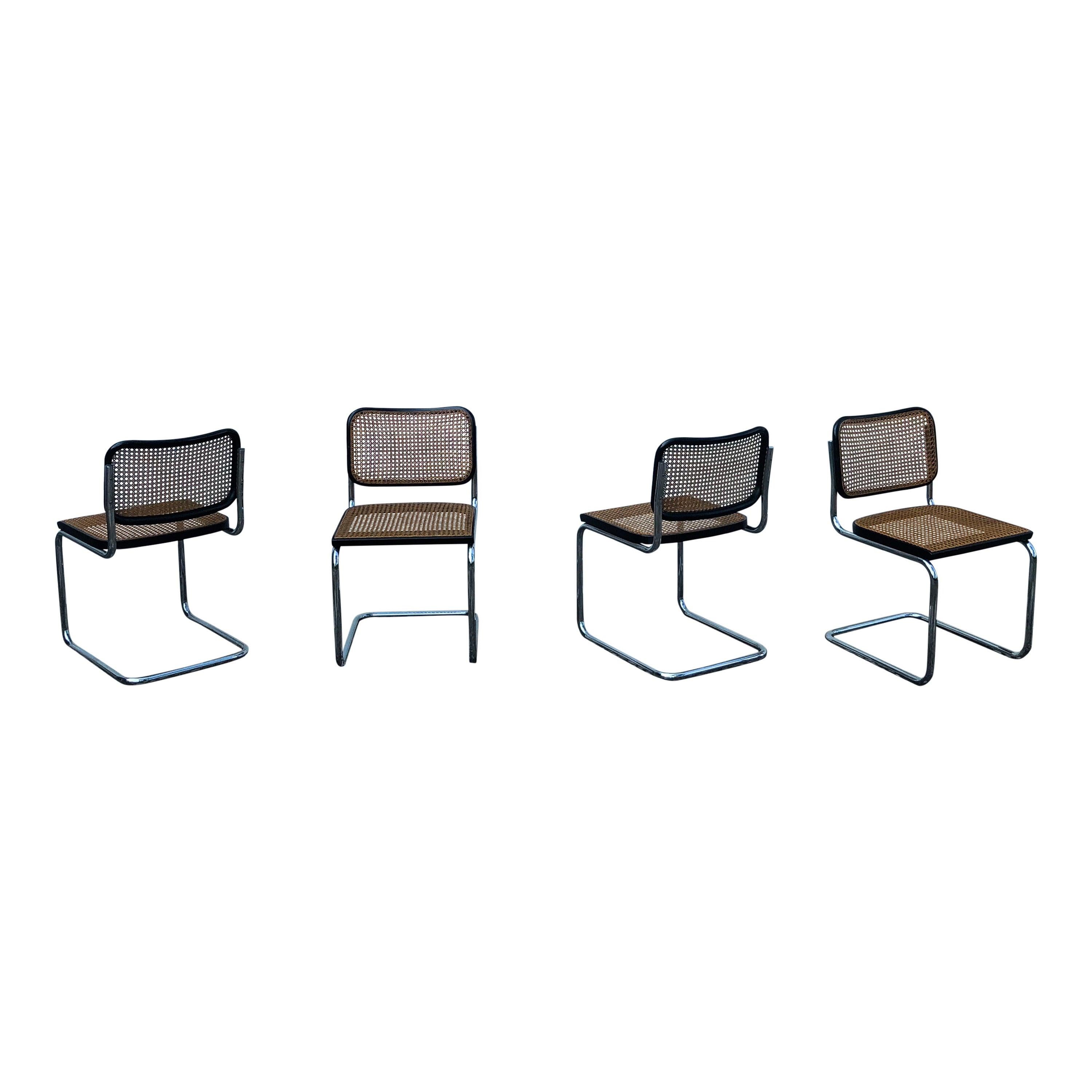 Marcel Breuer B32 Cesca Dining Room Chairs for Gavina Knoll, 1963, Set of 4 For Sale
