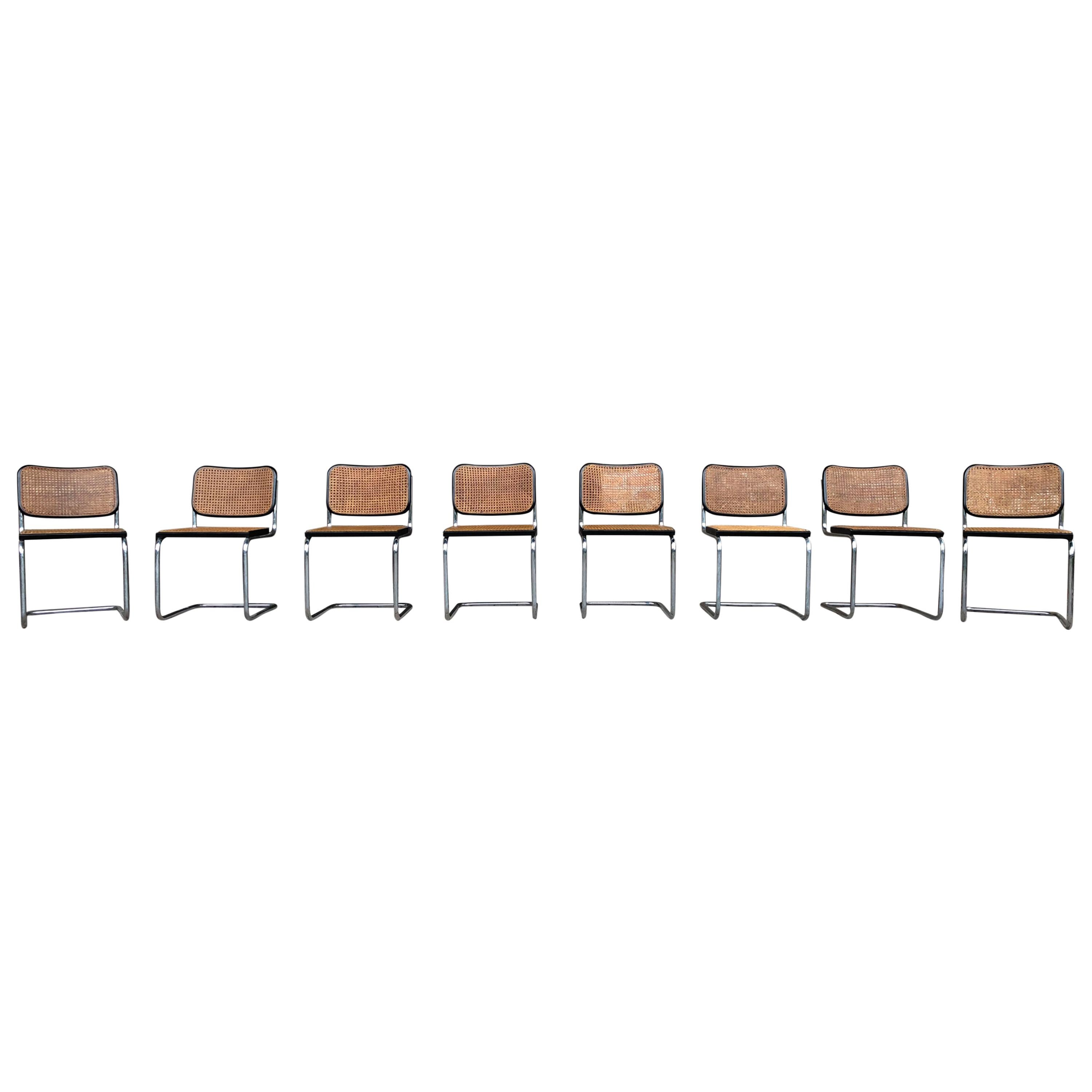 Marcel Breuer B32 Sillas de comedor Cesca para Gavina Knoll, 1963, lote de 8 Bauhaus en venta
