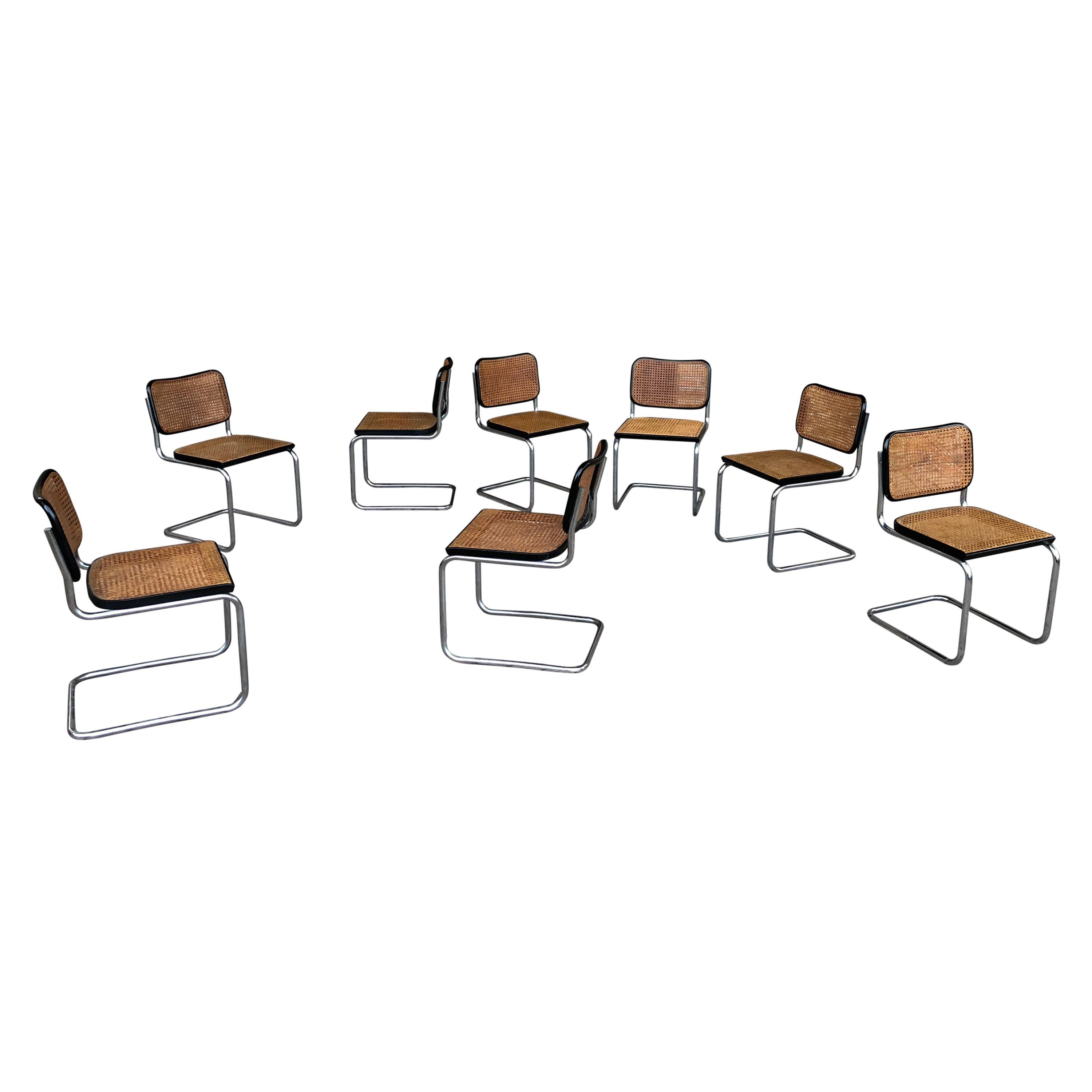 Marcel Breuer B32 Sillas de comedor Cesca para Gavina Knoll, 1963, lote de 8 Italiano en venta