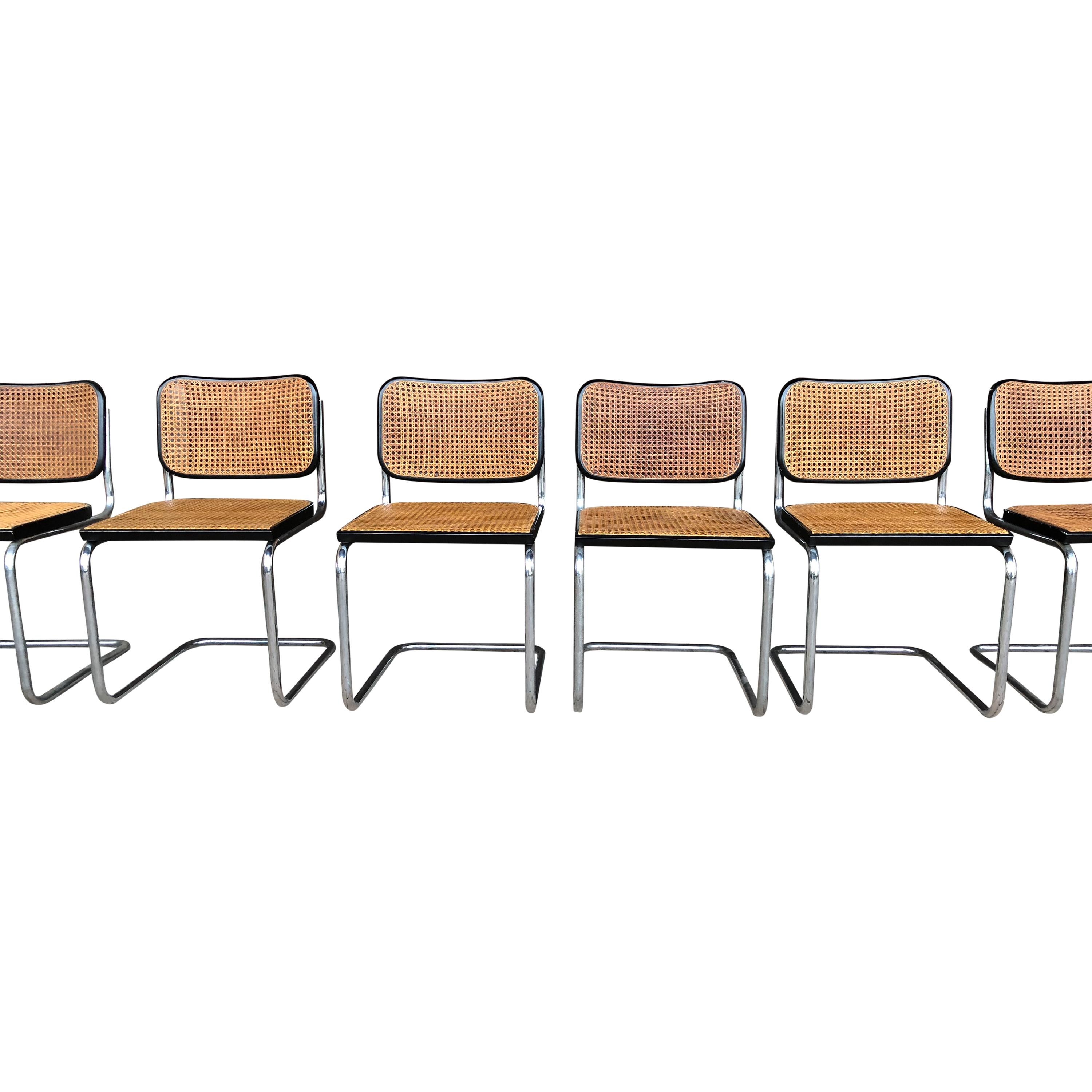 Chrome Marcel Breuer B32 Cesca Dining Room Chairs for Gavina Knoll, 1963, Set of 8