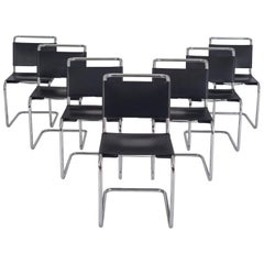 Marcel Breuer B33 Cantilever Leather Dining Chairs - 1950s