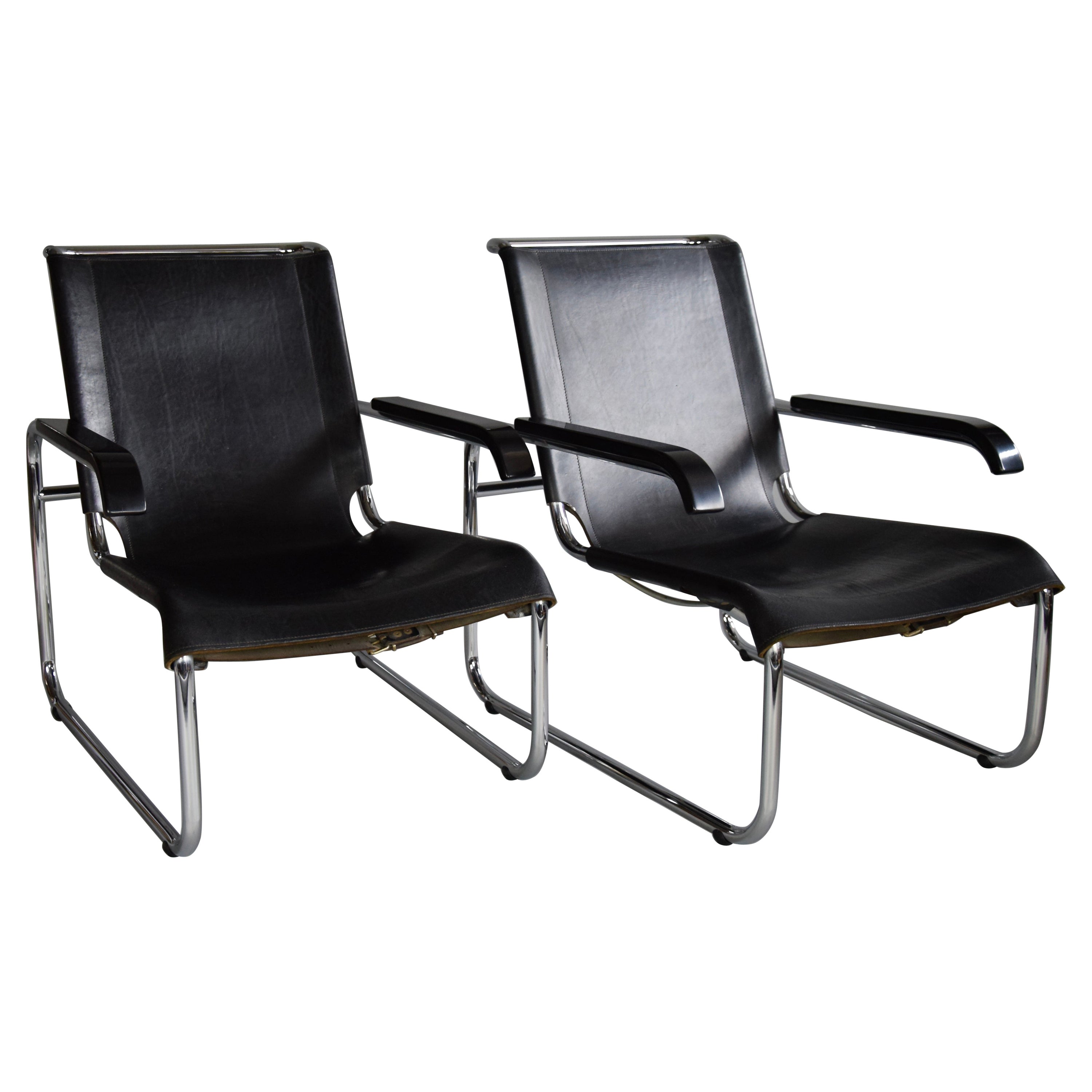 Marcel Breuer B35 Sillones negros y cromados en venta