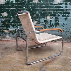 Marcel Breuer B35 Chrome and Cane Lounge Chair