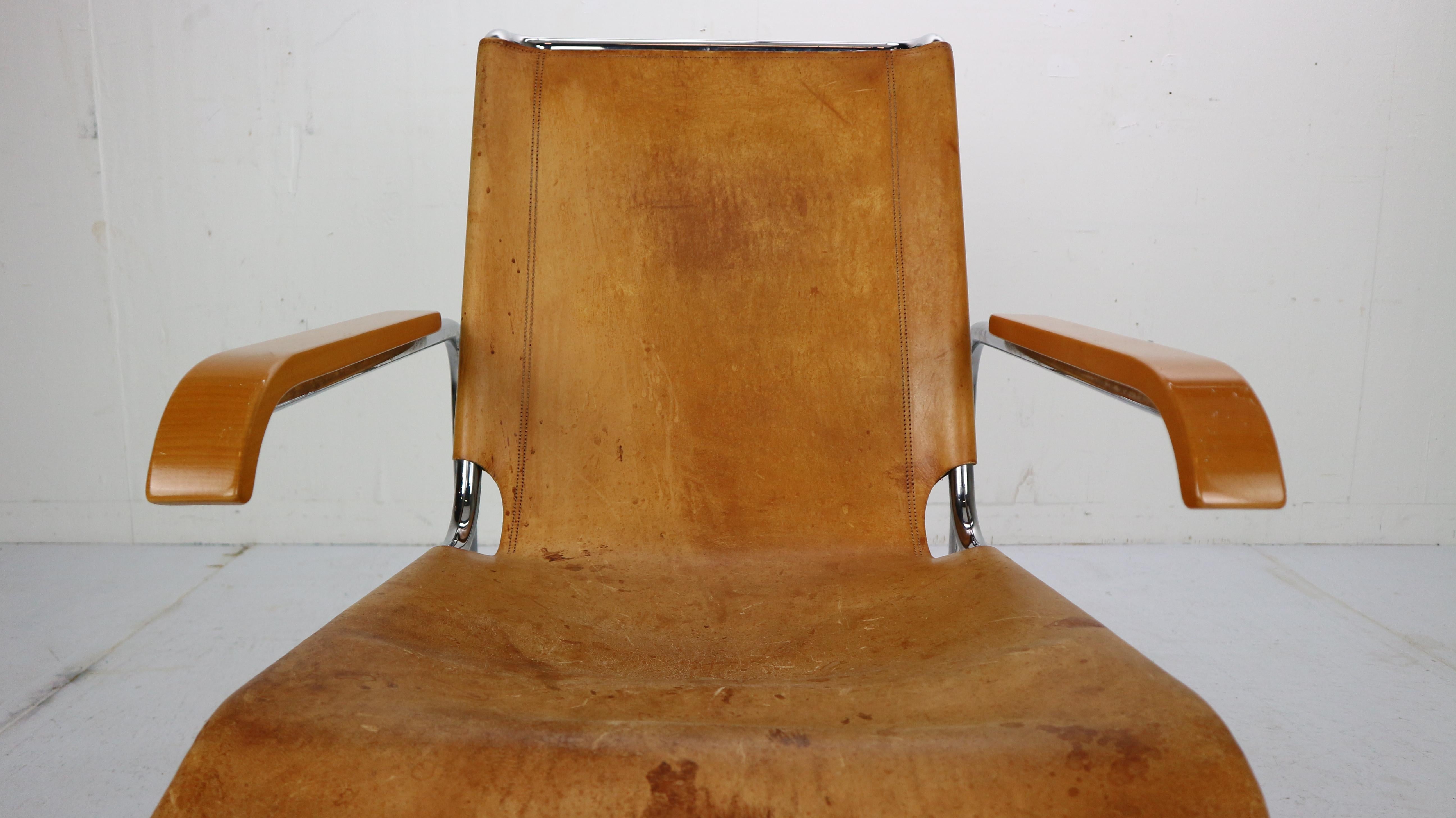 Marcel Breuer B35 Leather Lounge Chair/Armchair for Thonet, 1930s, Germany 5