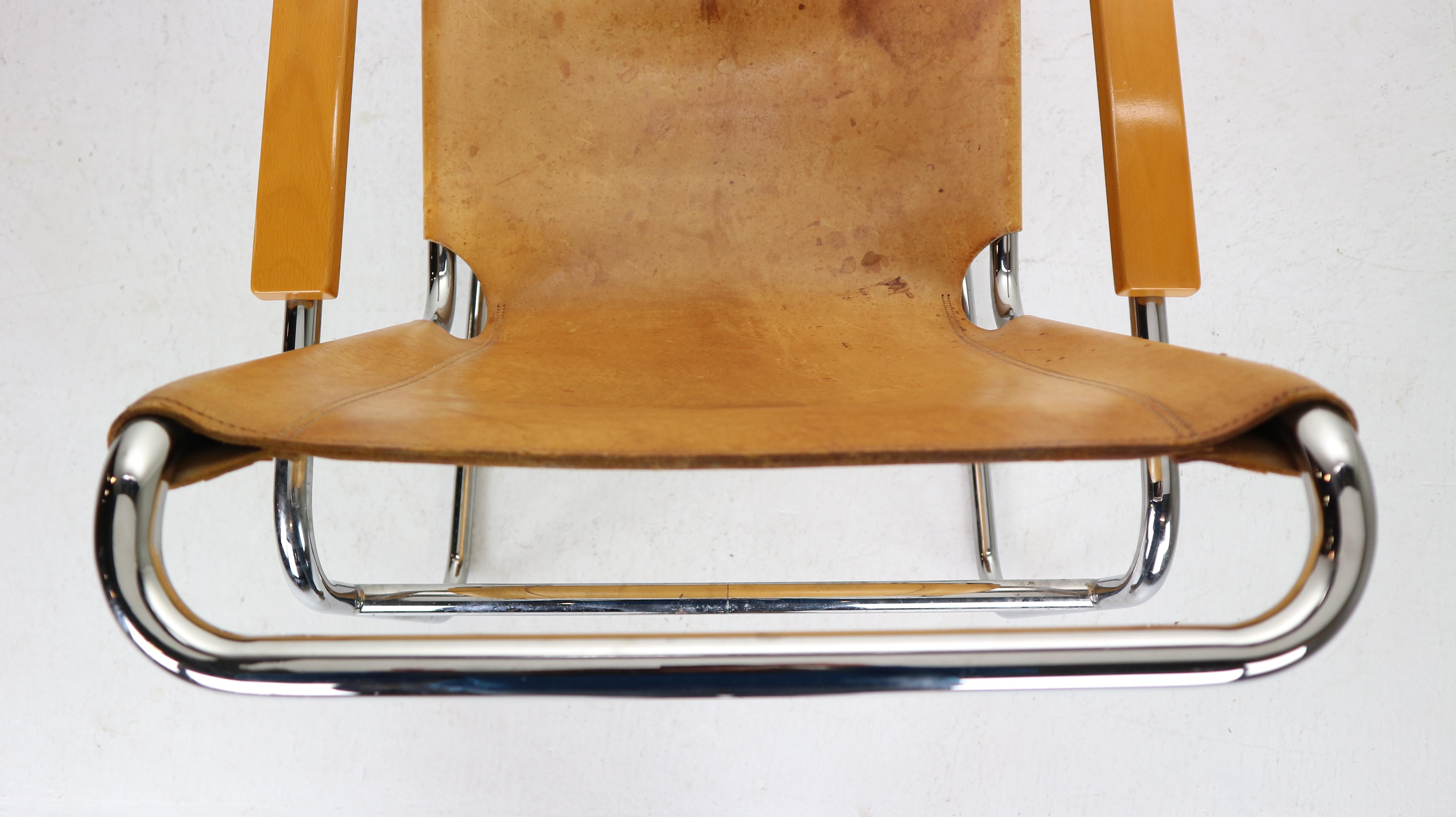 Marcel Breuer B35 Leather Lounge Chair/Armchair for Thonet, 1930s, Germany 9