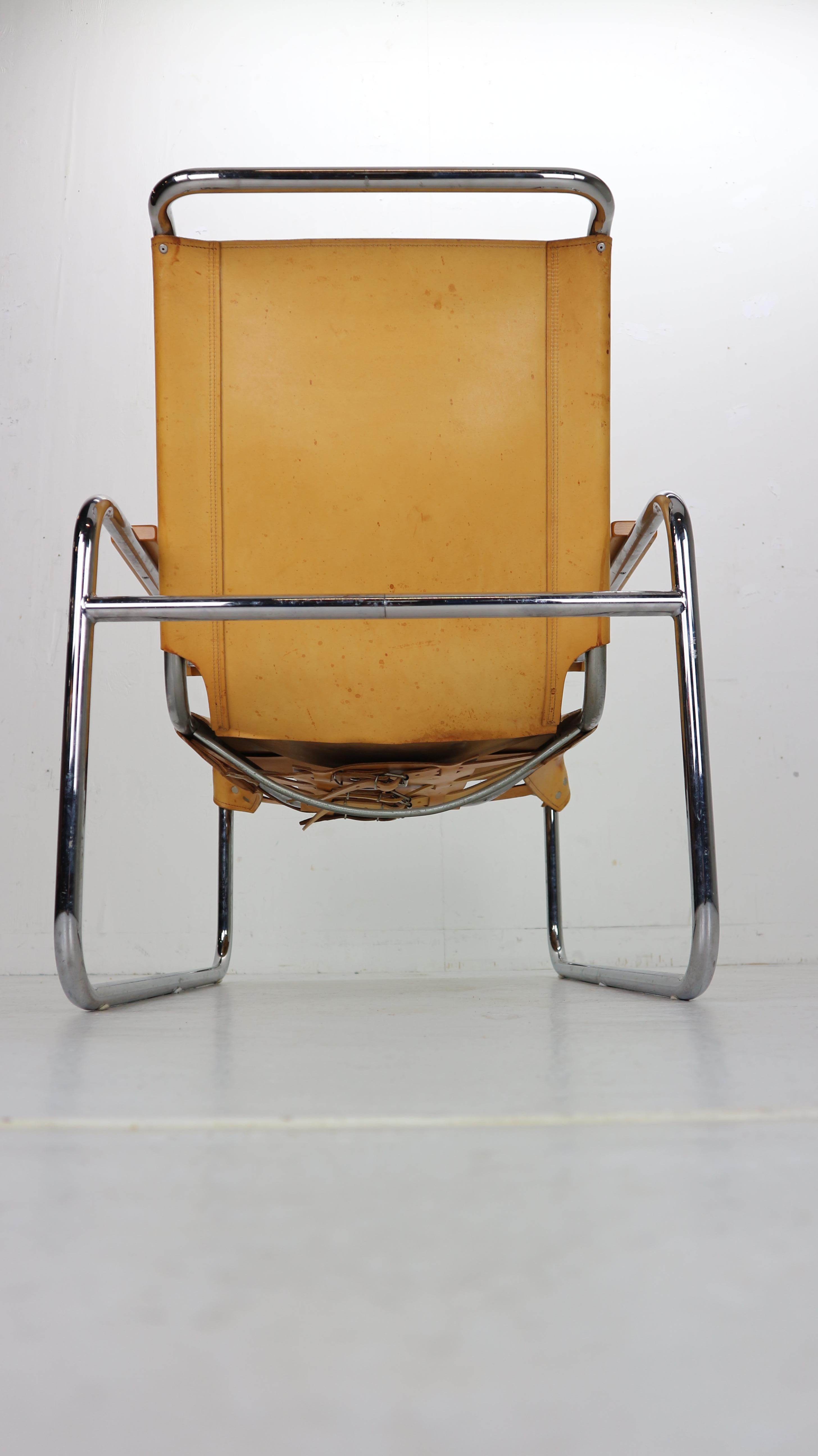 Marcel Breuer B35 Leather Lounge Chair/Armchair for Thonet, 1930s, Germany 2