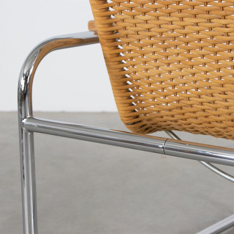 Marcel Breuer B35 Lounge Armchair with Original Rattan and Chrome Frame, Thonet 4