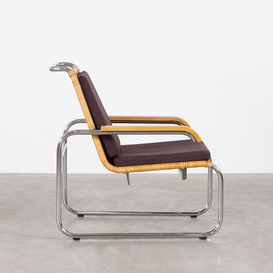 German Marcel Breuer B35 Lounge Armchair with Original Rattan and Chrome Frame, Thonet