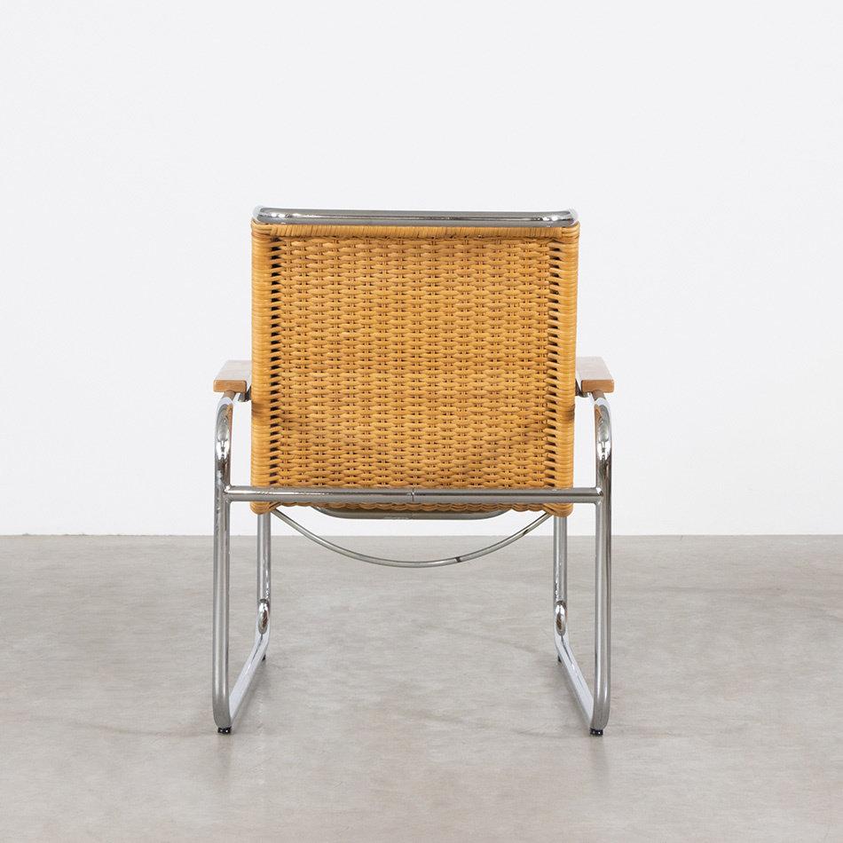Marcel Breuer B35 Lounge Armchair with Original Rattan and Chrome Frame, Thonet In Good Condition In Amsterdam, NL