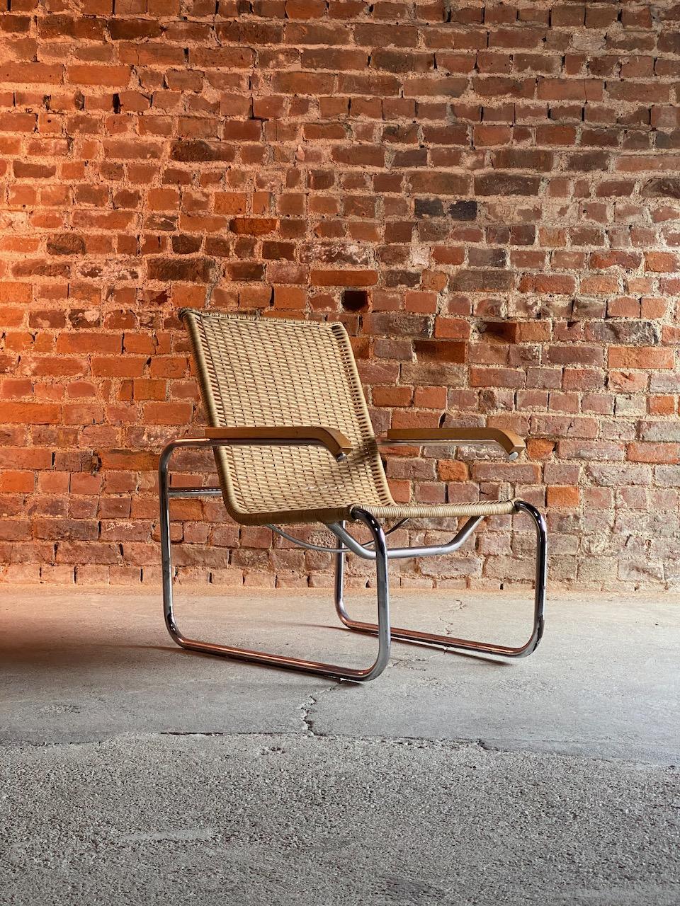 Steel Marcel Breuer B35 Lounge Chair Armchair Thonet, circa 1940s For Sale