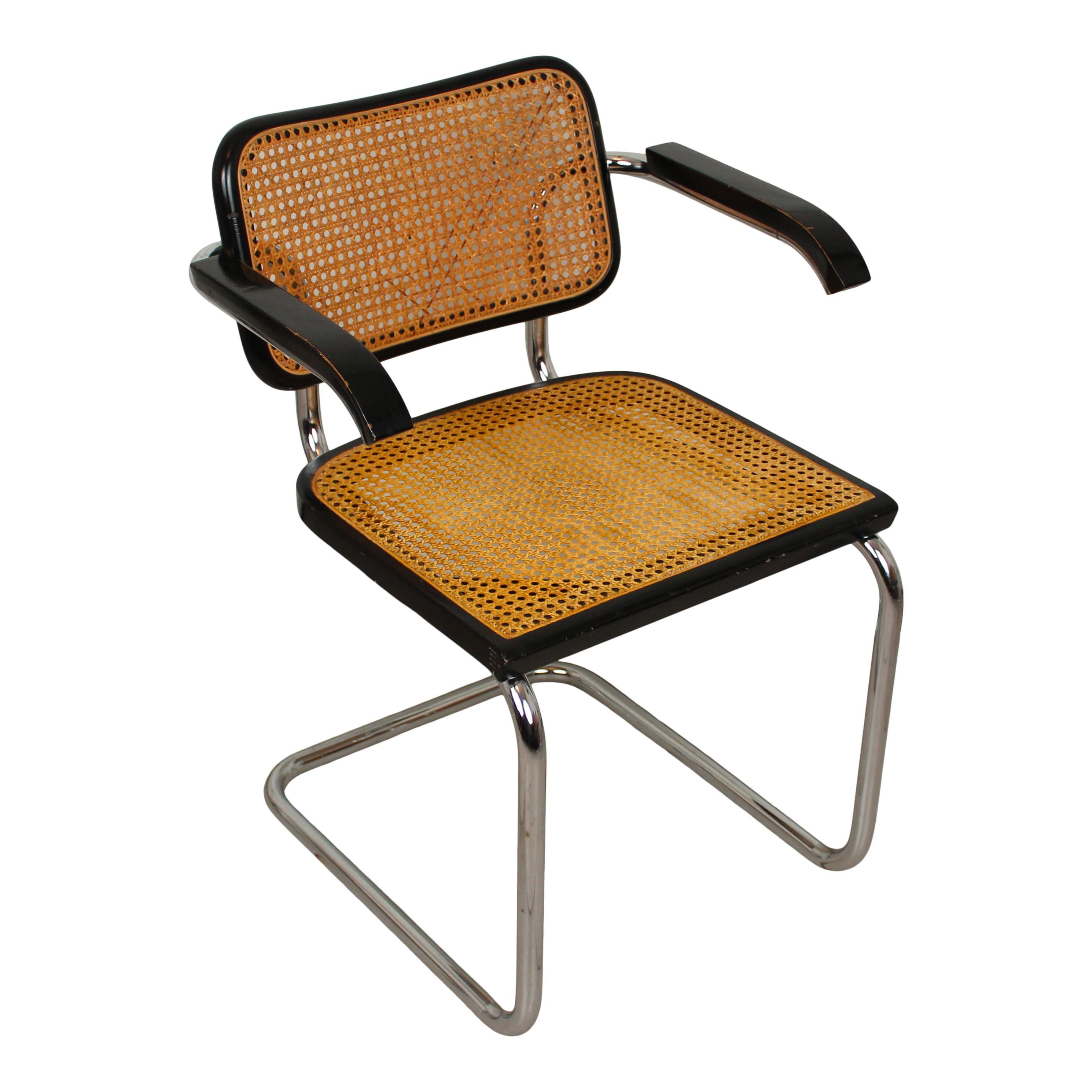 Marcel Breuer B64 Cesca Dining Room Arm Chair for Gavina Knoll, 1968, Set of 4 3