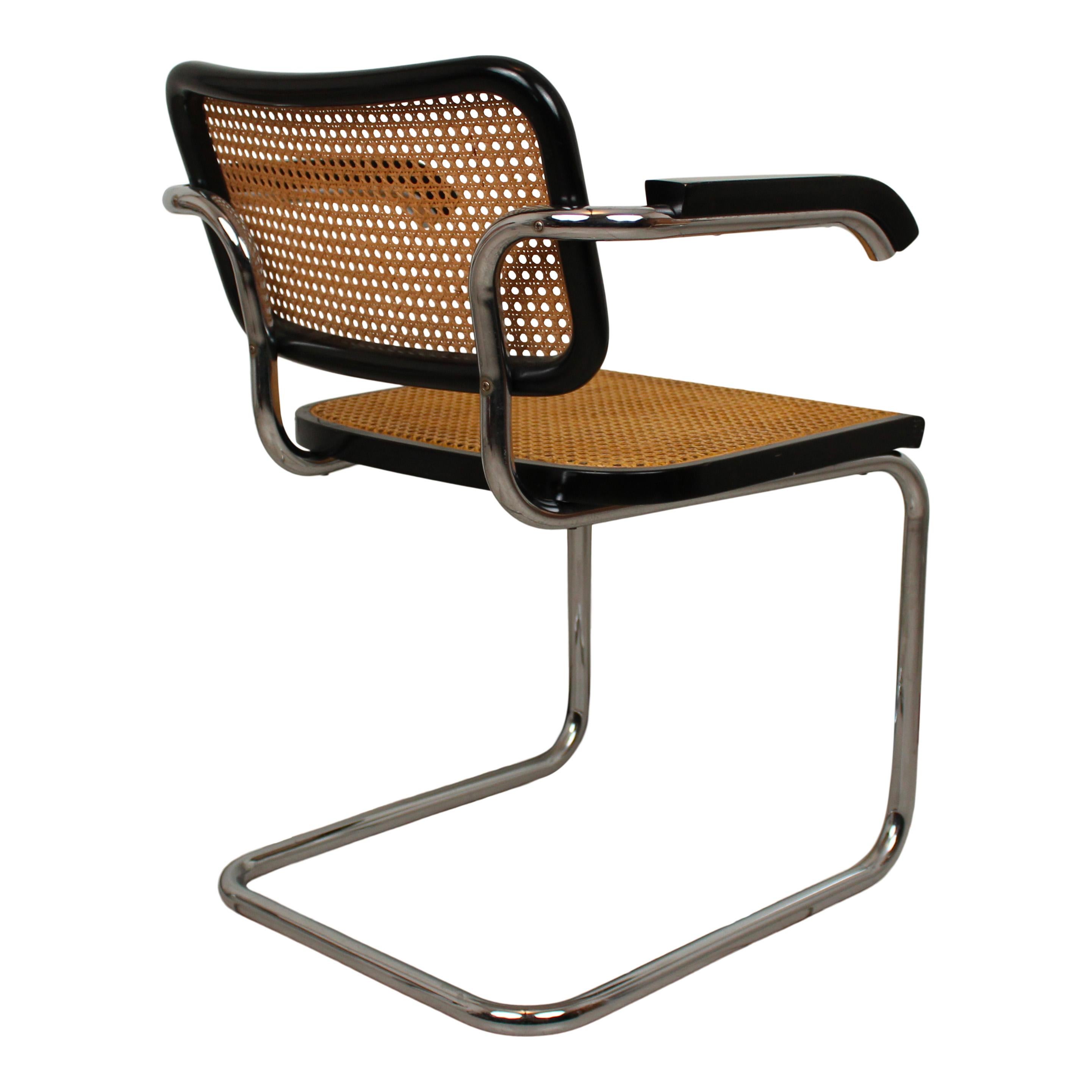 Marcel Breuer B64 Cesca Dining Room Arm Chair for Gavina Knoll, 1968, Set of 4 5