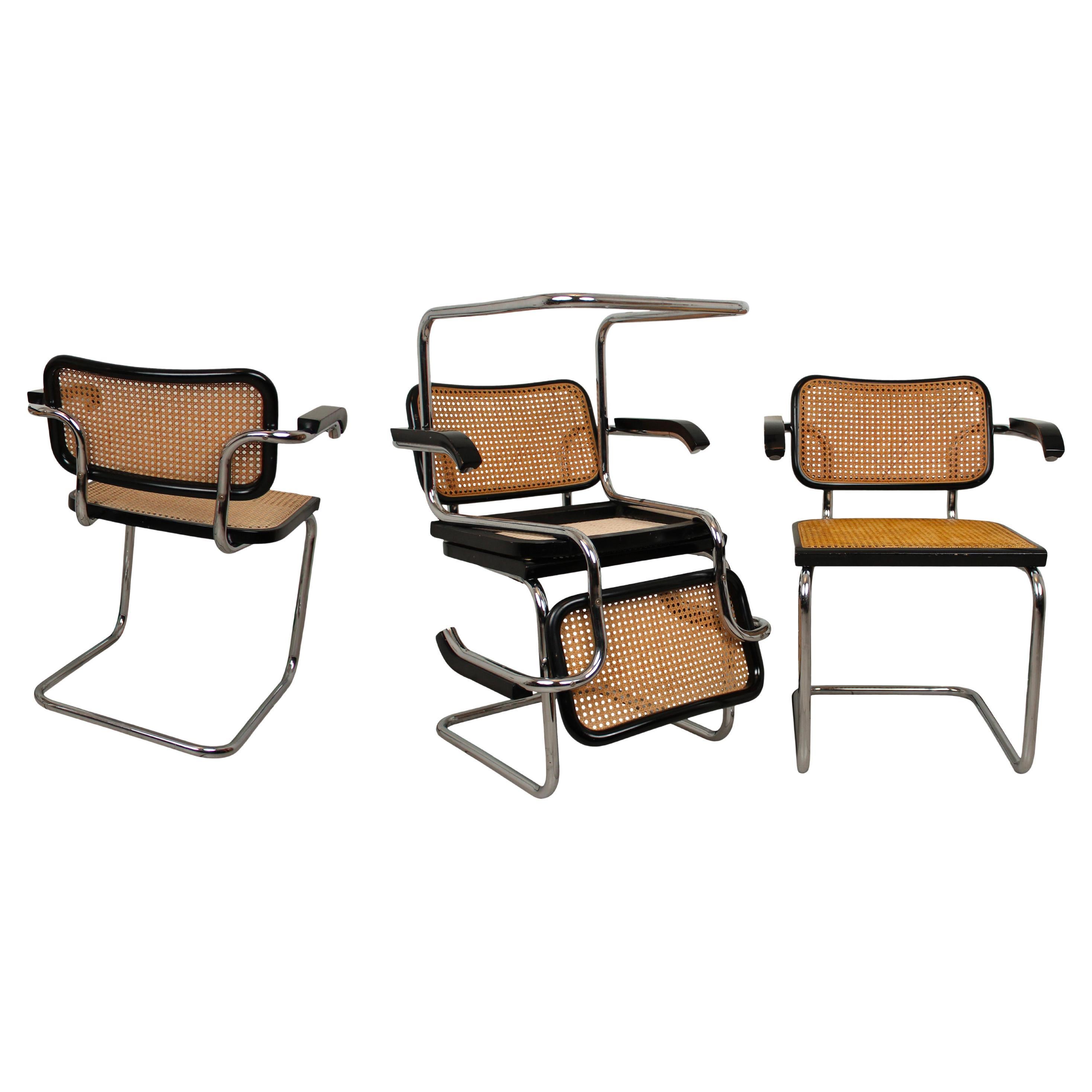 Beautiful set of 4 original B64 “Cesca” dining chairs produced by Gavina in 1968.
Cesca chairs were originally designed in 1928 by French Hungarian architect Marcel Breuer and named after his daughter Francesca.
Gavina was the official Italian