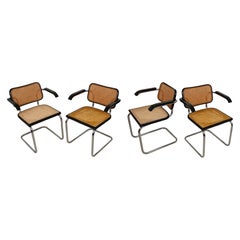 Marcel Breuer B64 Cesca Dining Room Arm Chair for Gavina Knoll, 1968, Set of 4