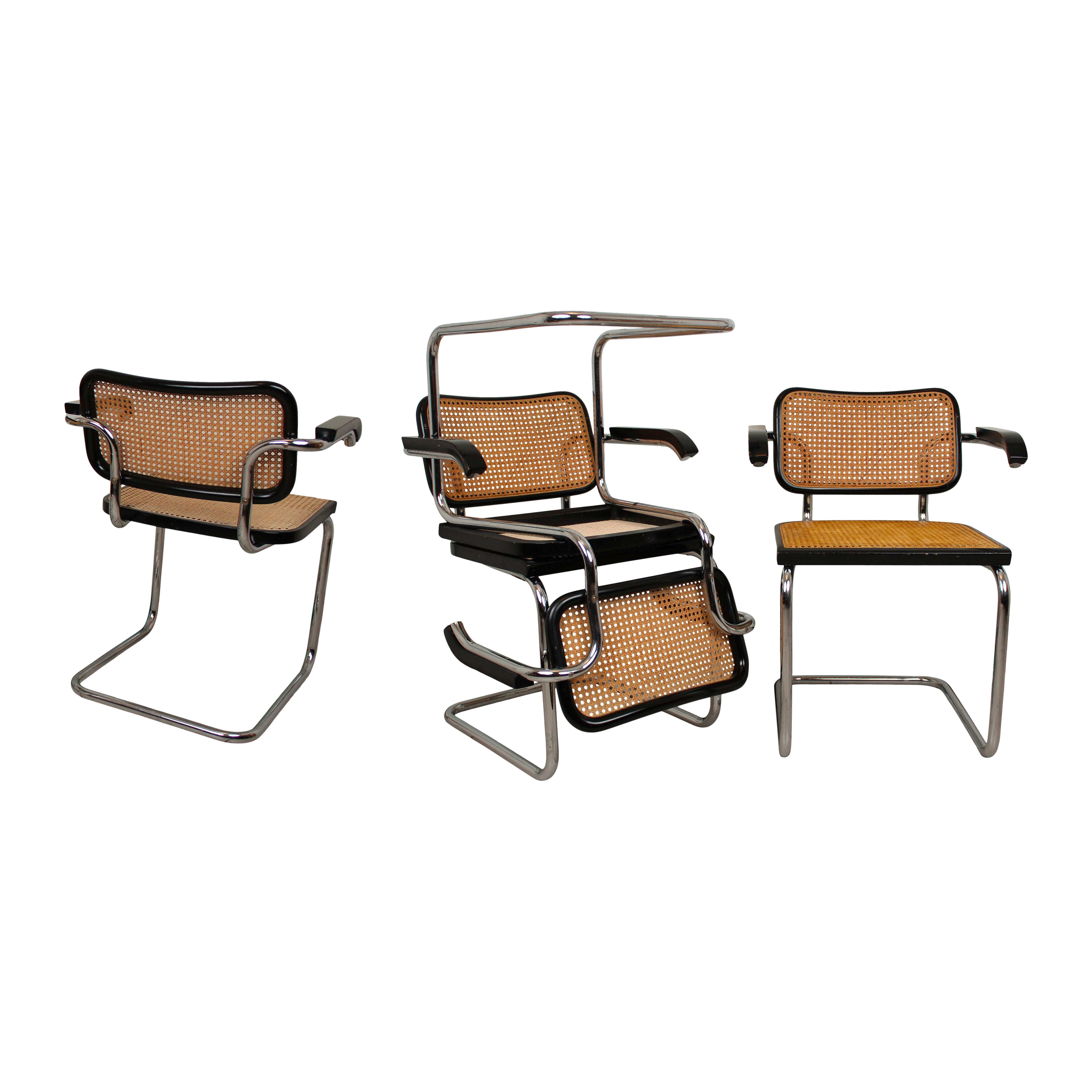 Bauhaus Fauteuil de salle à manger Cesca Marcel Breuer B64 pour Gavina Knoll, 1968, lot de 4 en vente