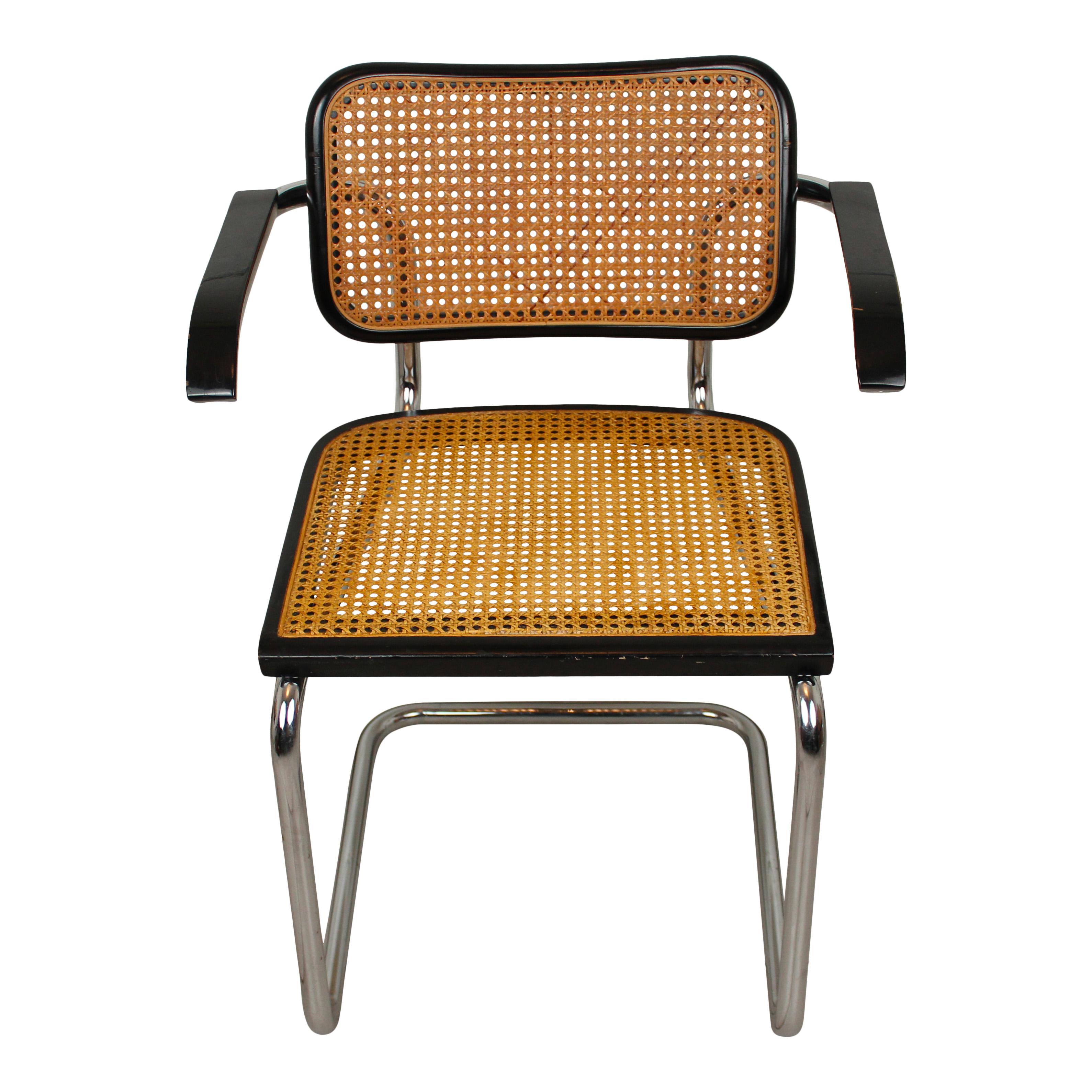 Marcel Breuer B64 Cesca Dining Room Arm Chair for Gavina Knoll, 1968, Set of 4 2
