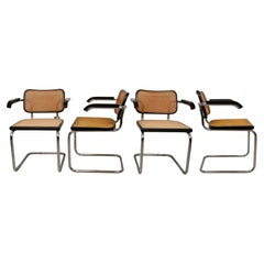 Marcel Breuer B64 Cesca Dining Room Arm Chair for Gavina Knoll, 1968, Set of 4