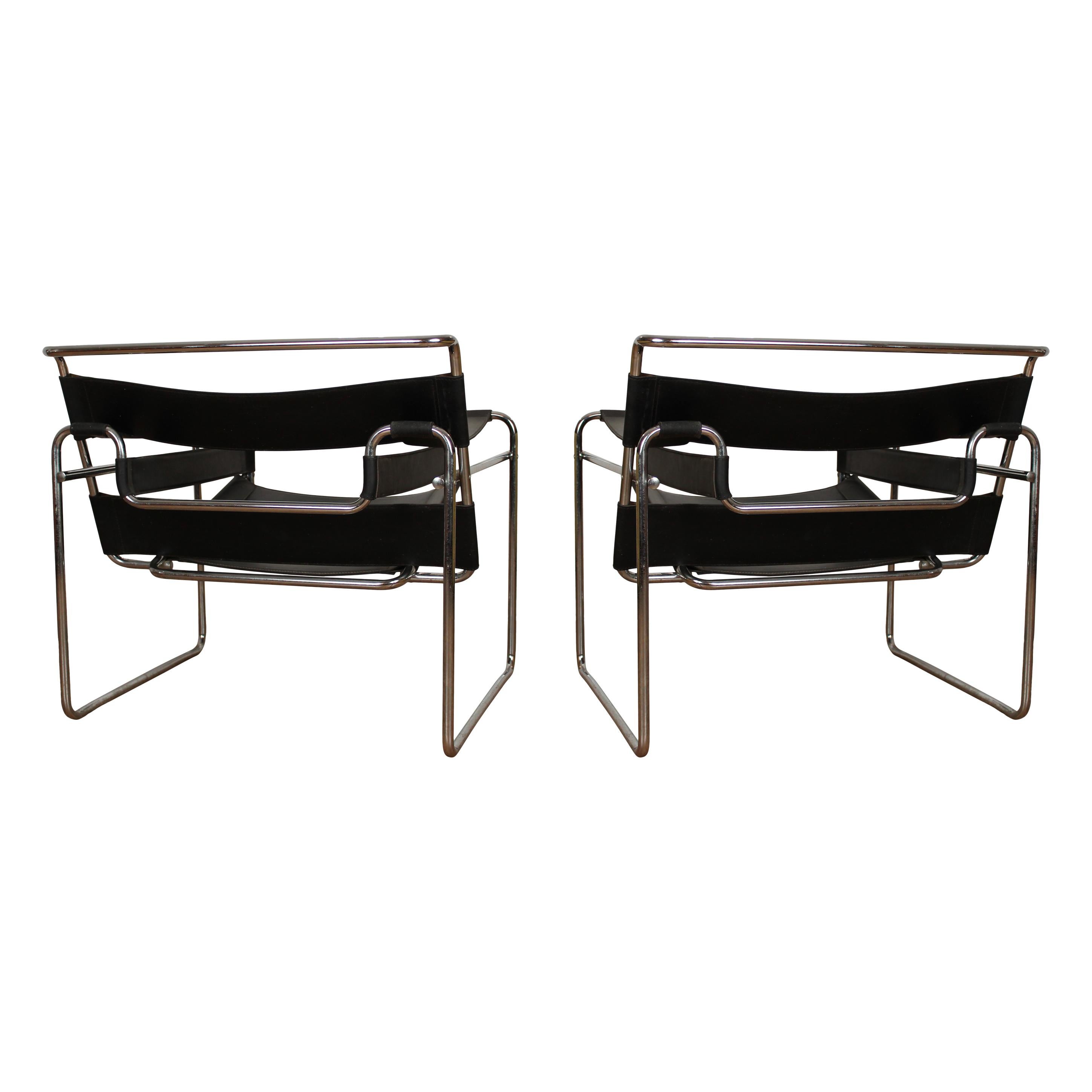 Marcel Breuer Bauhaus Black Leather and Chrome Model B3 Wassily Armchair, 1973 For Sale 5