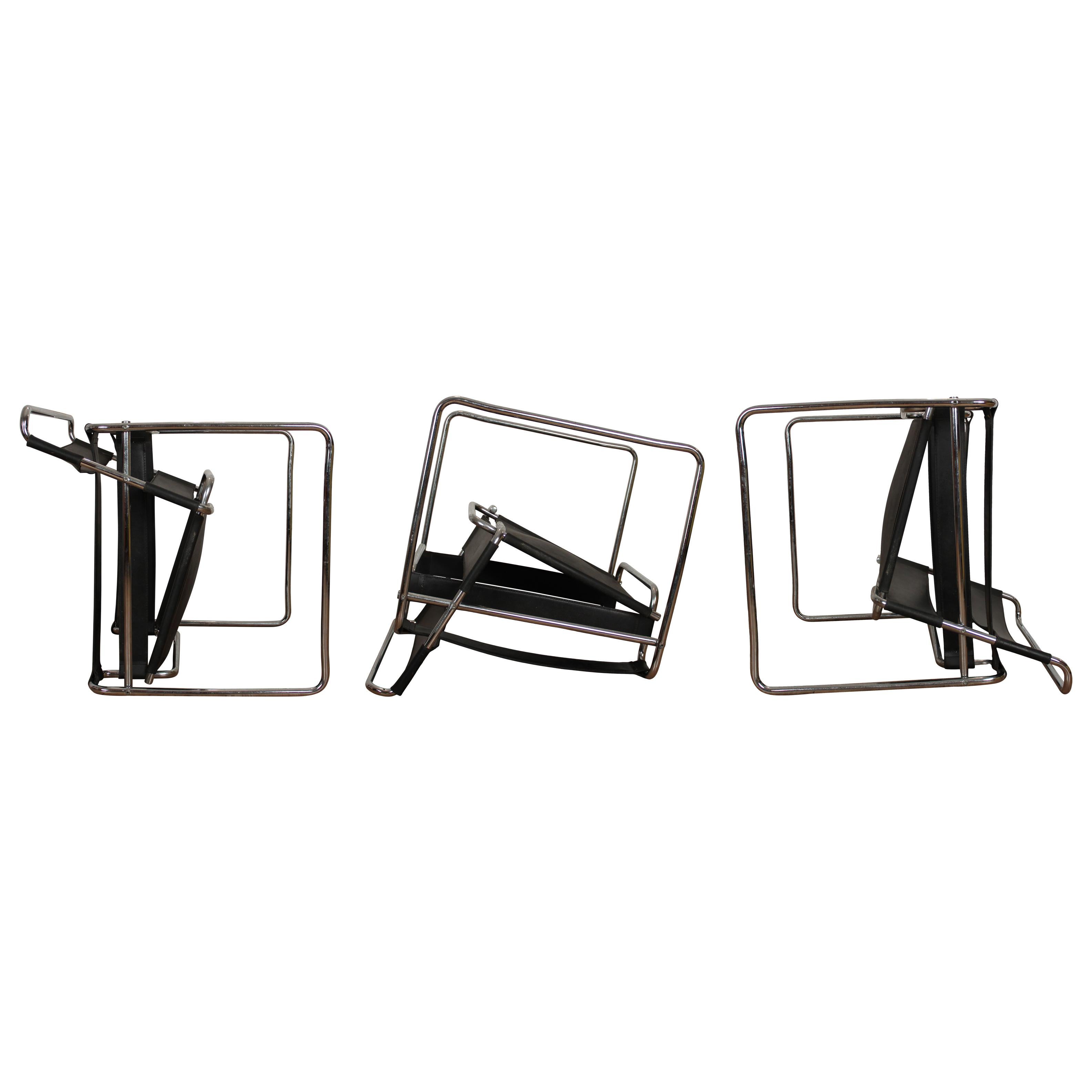 Marcel Breuer Bauhaus Black Leather and Chrome Model B3 Wassily Armchair, 1973 For Sale 7