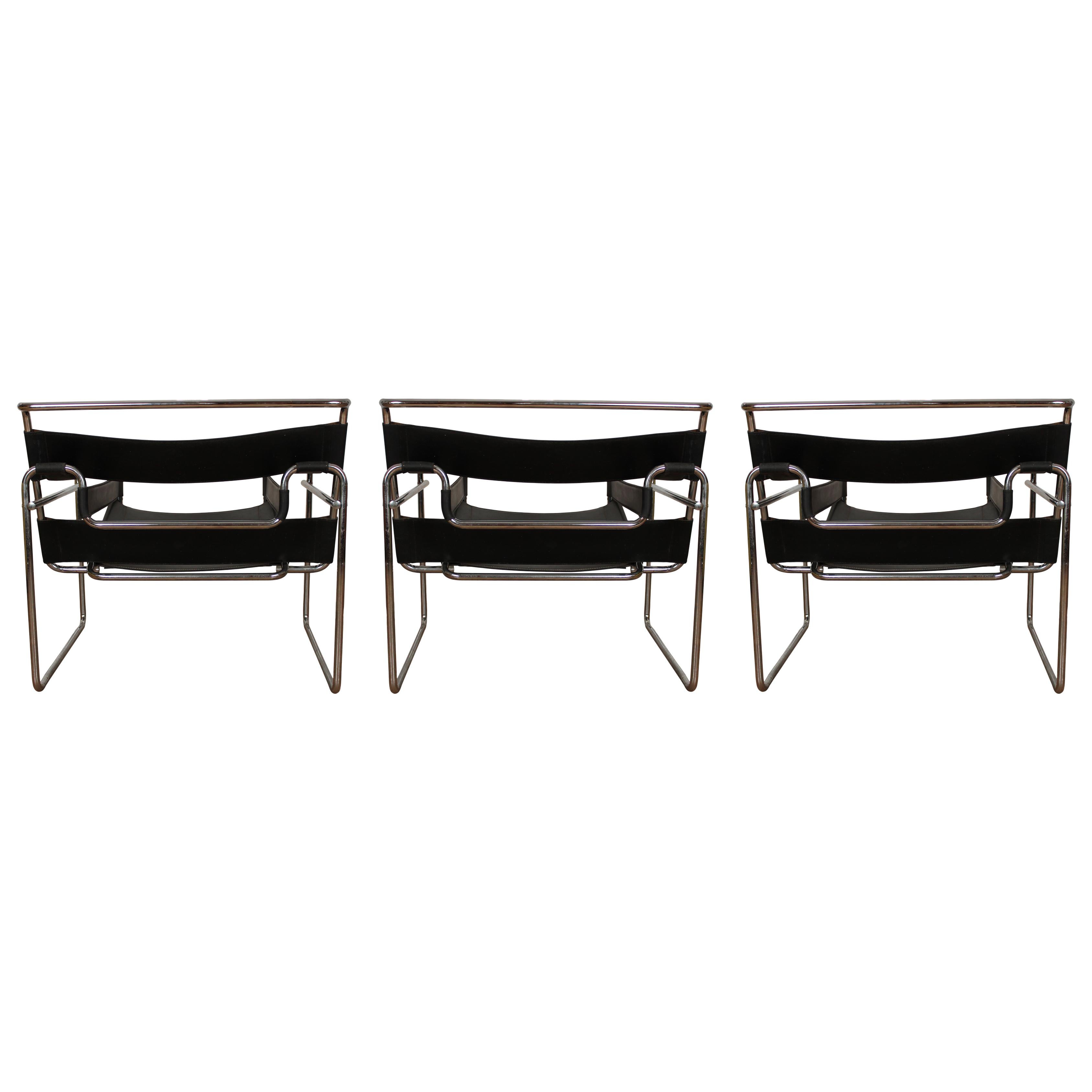 Marcel Breuer Bauhaus Black Leather and Chrome Model B3 Wassily Armchair, 1973 For Sale 13
