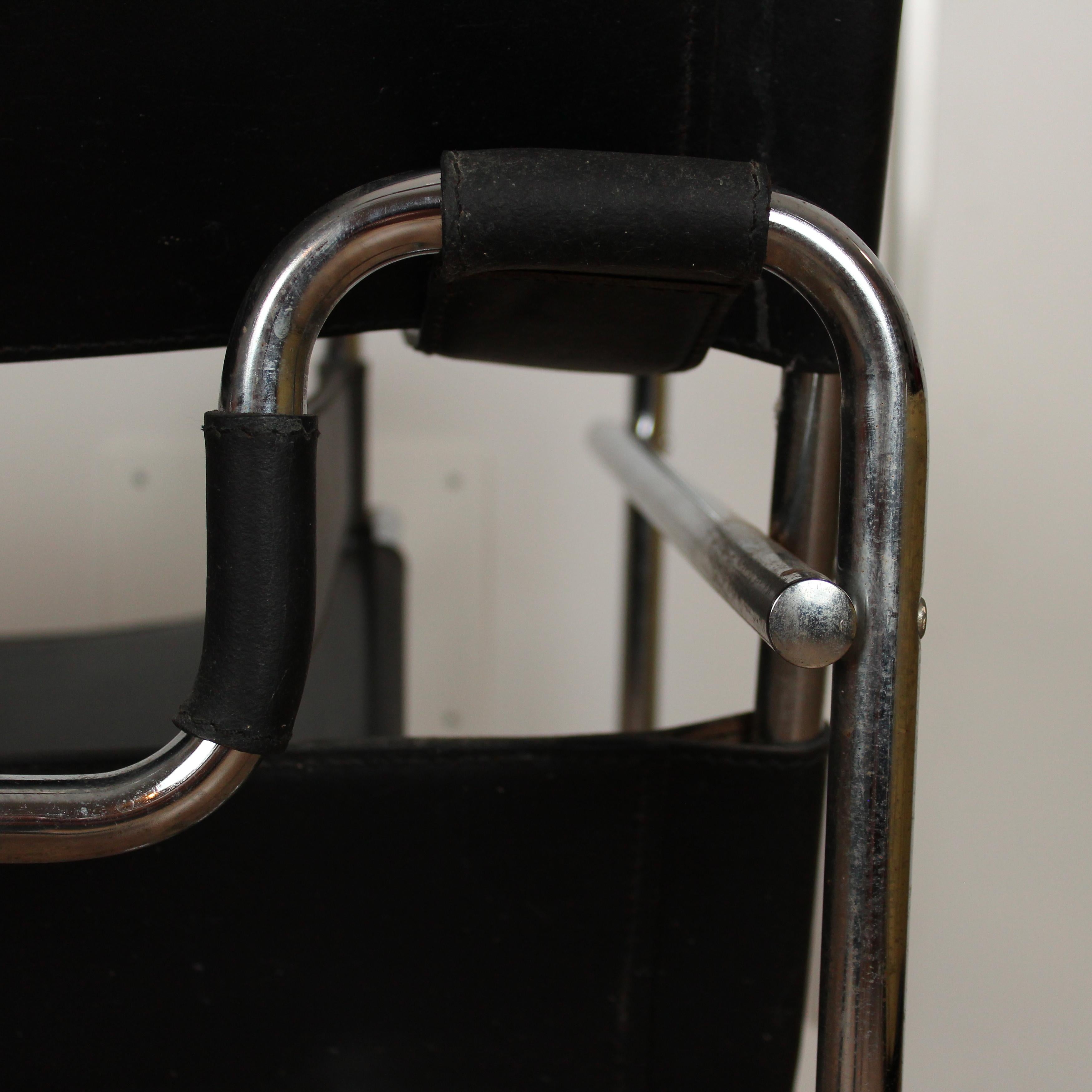 Marcel Breuer Bauhaus Black Leather and Chrome Model B3 Wassily Armchair, 1973 For Sale 15