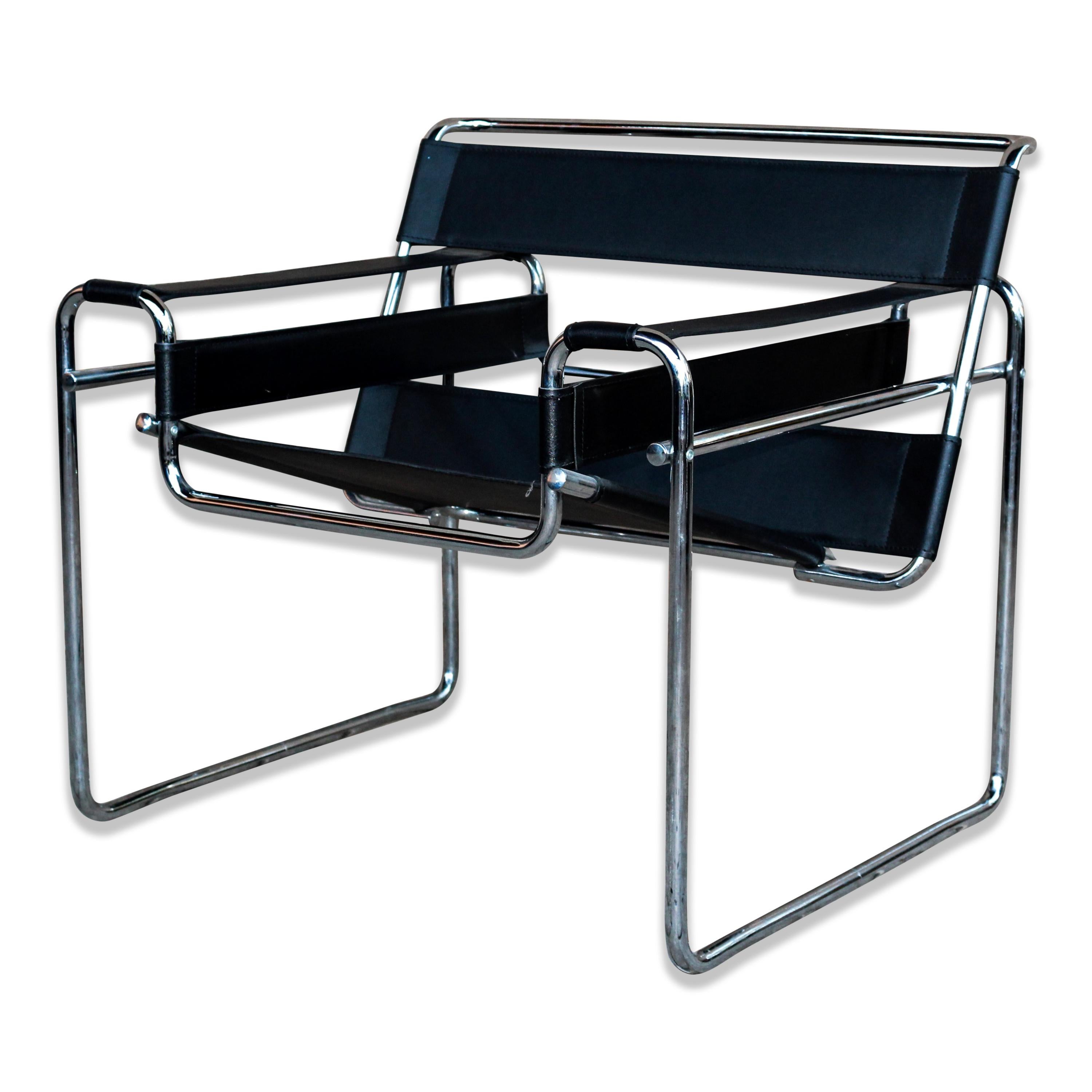 Marcel Breuer Bauhaus Black Model B3 Wassily Armchair for Gavina, 1969, Set of 4 en vente 7