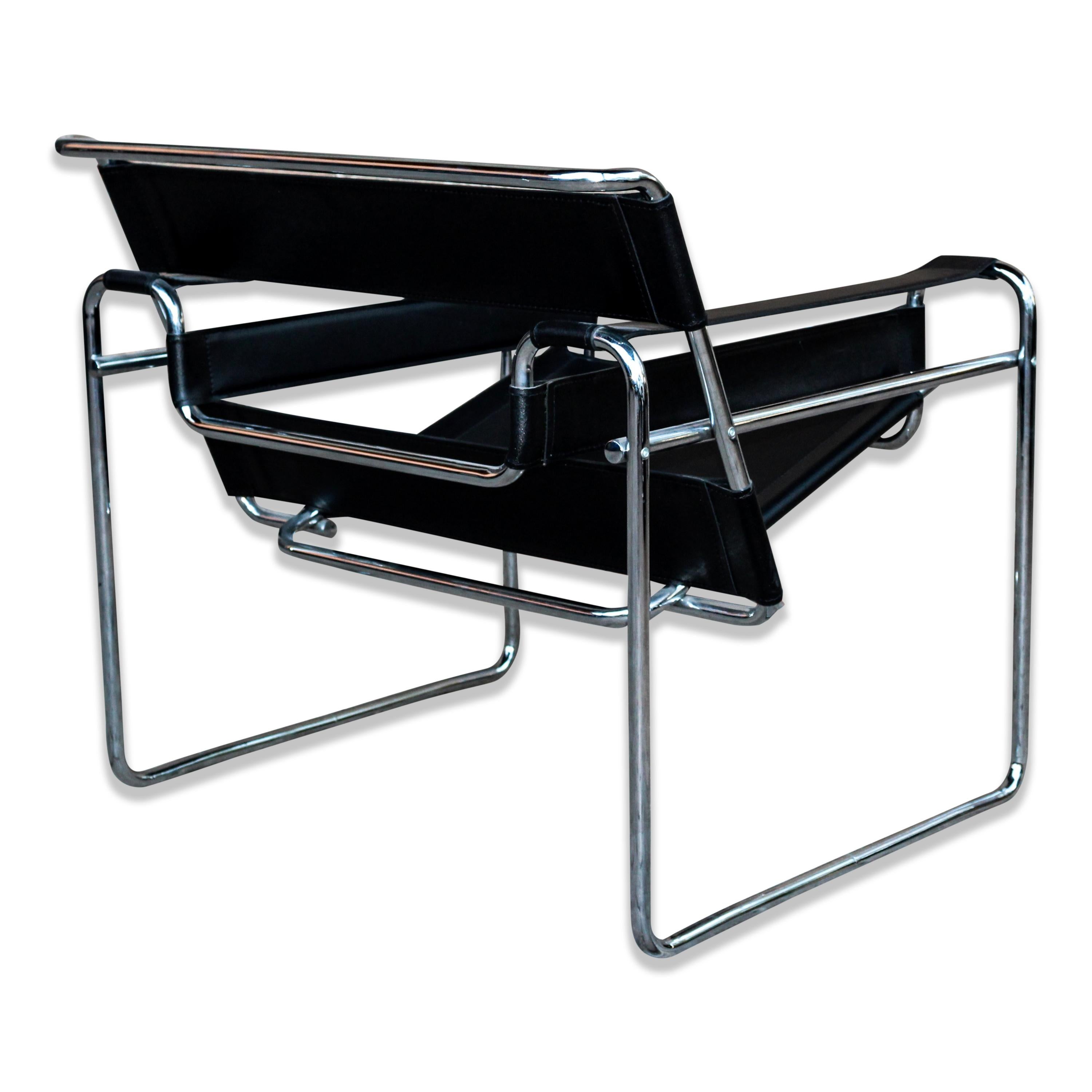 Marcel Breuer Bauhaus Schwarzer Wassily-Sessel Modell B3 für Gavina, 1969, 4er-Set, Modell im Angebot 7