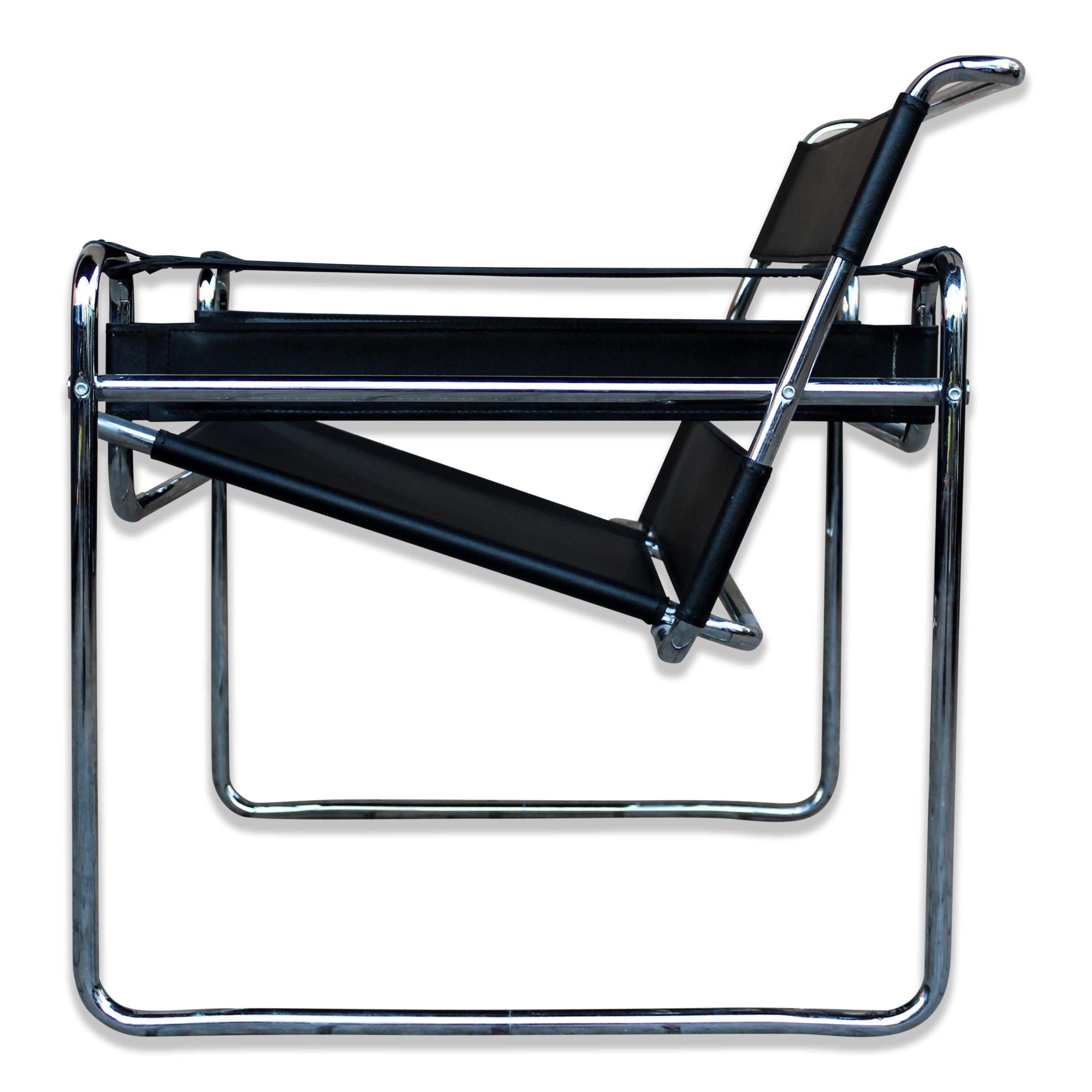 Marcel Breuer Bauhaus Black Model B3 Wassily Armchair for Gavina, 1969, Set of 4 en vente 9