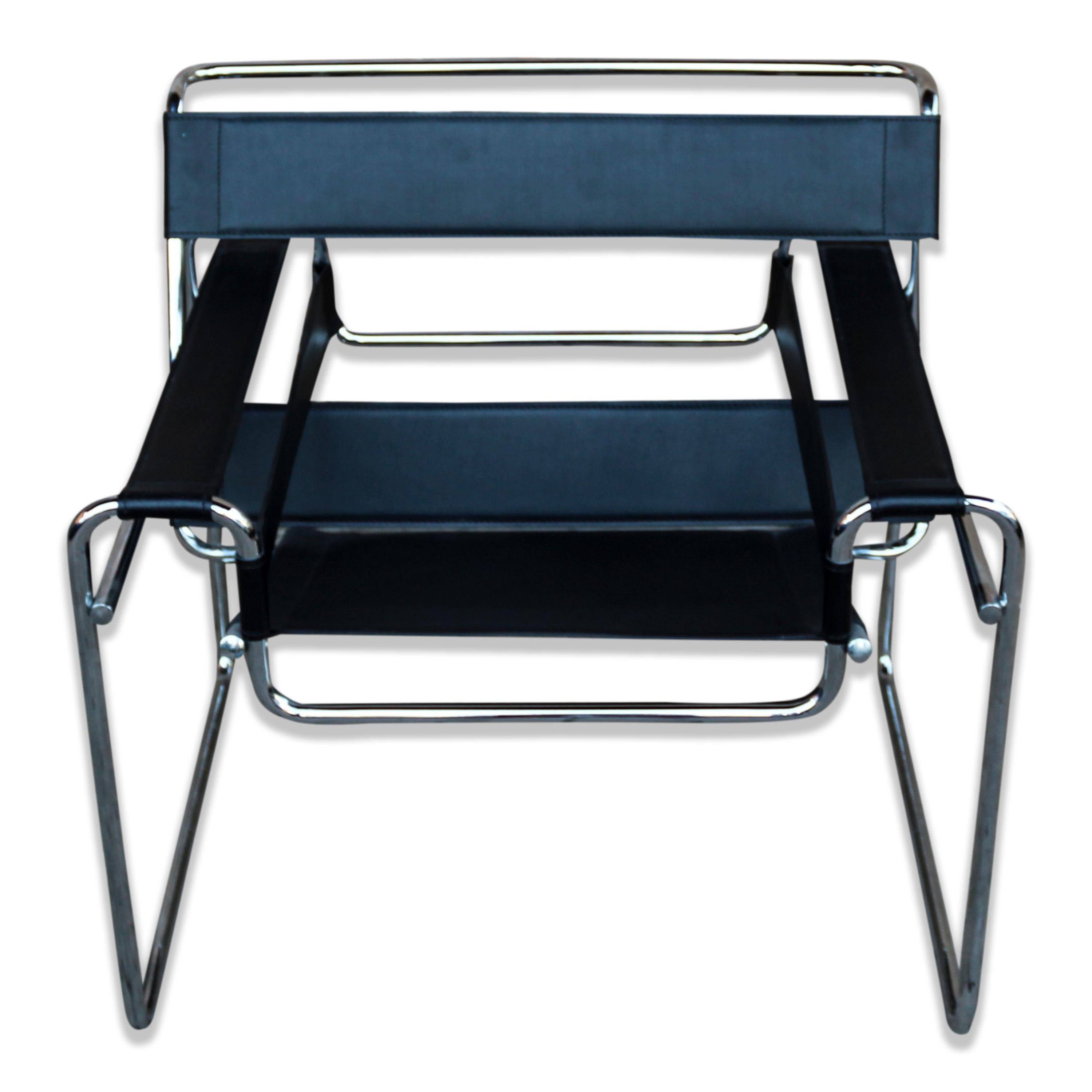 Marcel Breuer Bauhaus Schwarzer Wassily-Sessel Modell B3 für Gavina, 1969, 4er-Set, Modell im Angebot 9