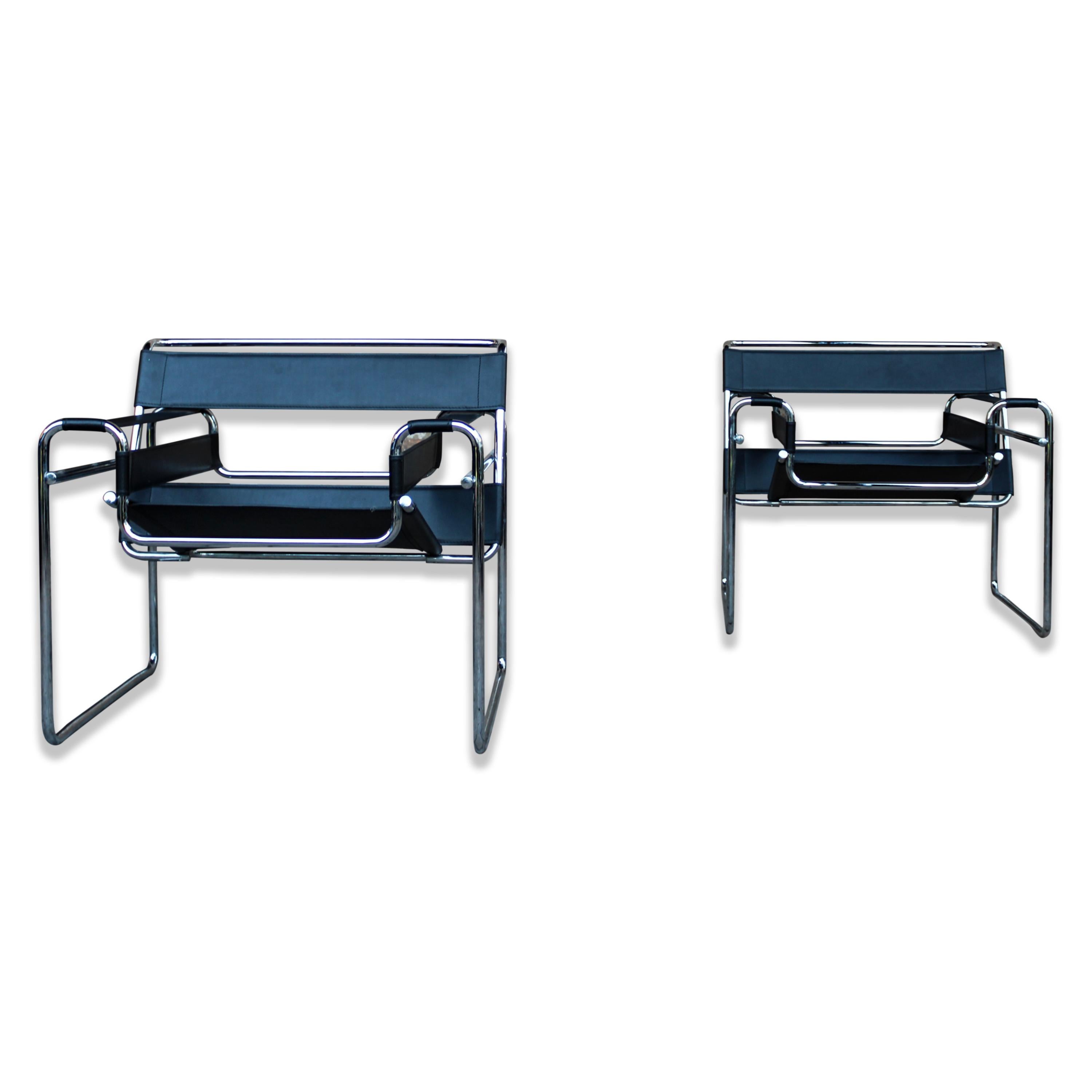 Marcel Breuer Bauhaus Schwarzer Wassily-Sessel Modell B3 für Gavina, 1969, 4er-Set, Modell (Mitte des 20. Jahrhunderts) im Angebot