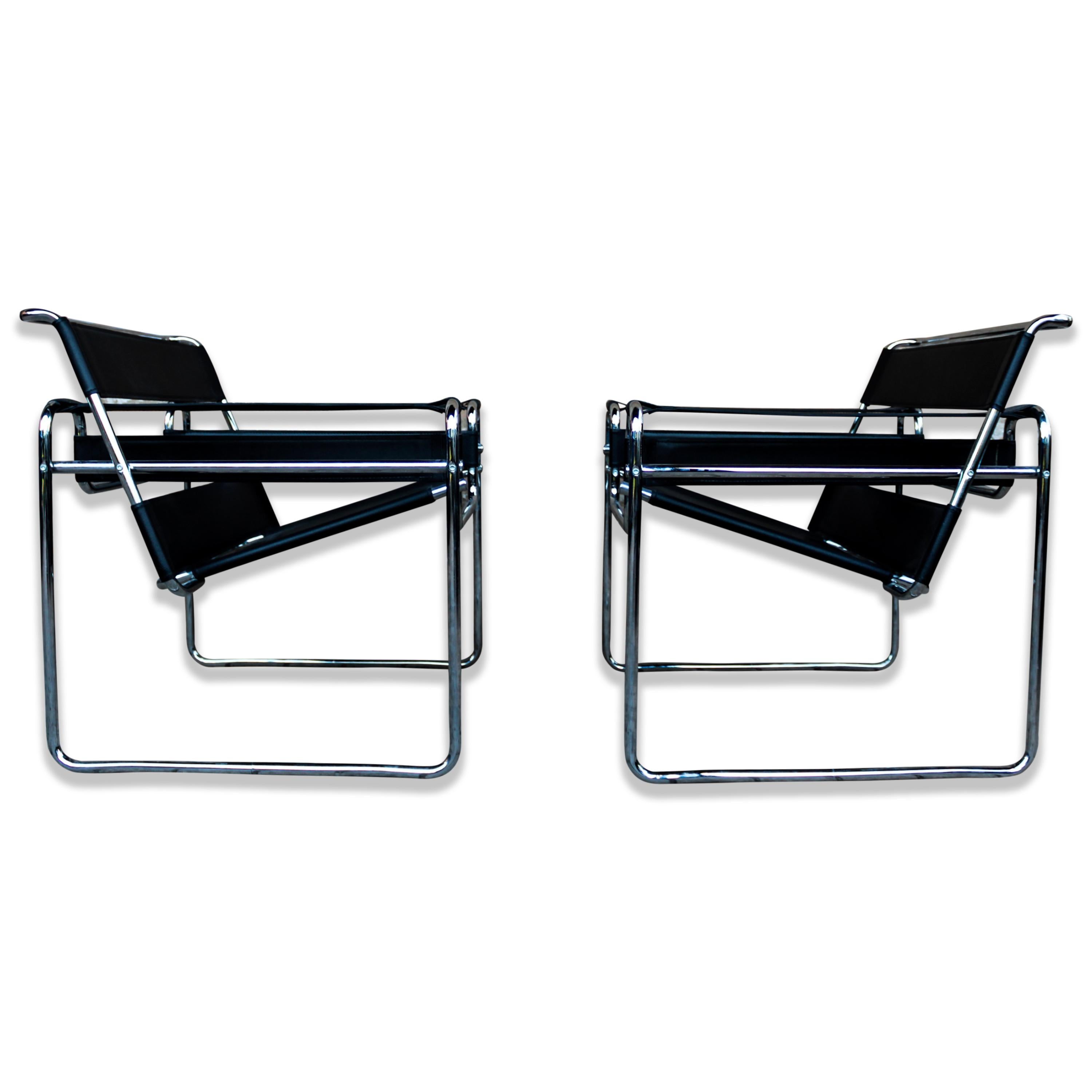 Marcel Breuer Bauhaus Schwarzer Wassily-Sessel Modell B3 für Gavina, 1969, 4er-Set, Modell im Angebot 1