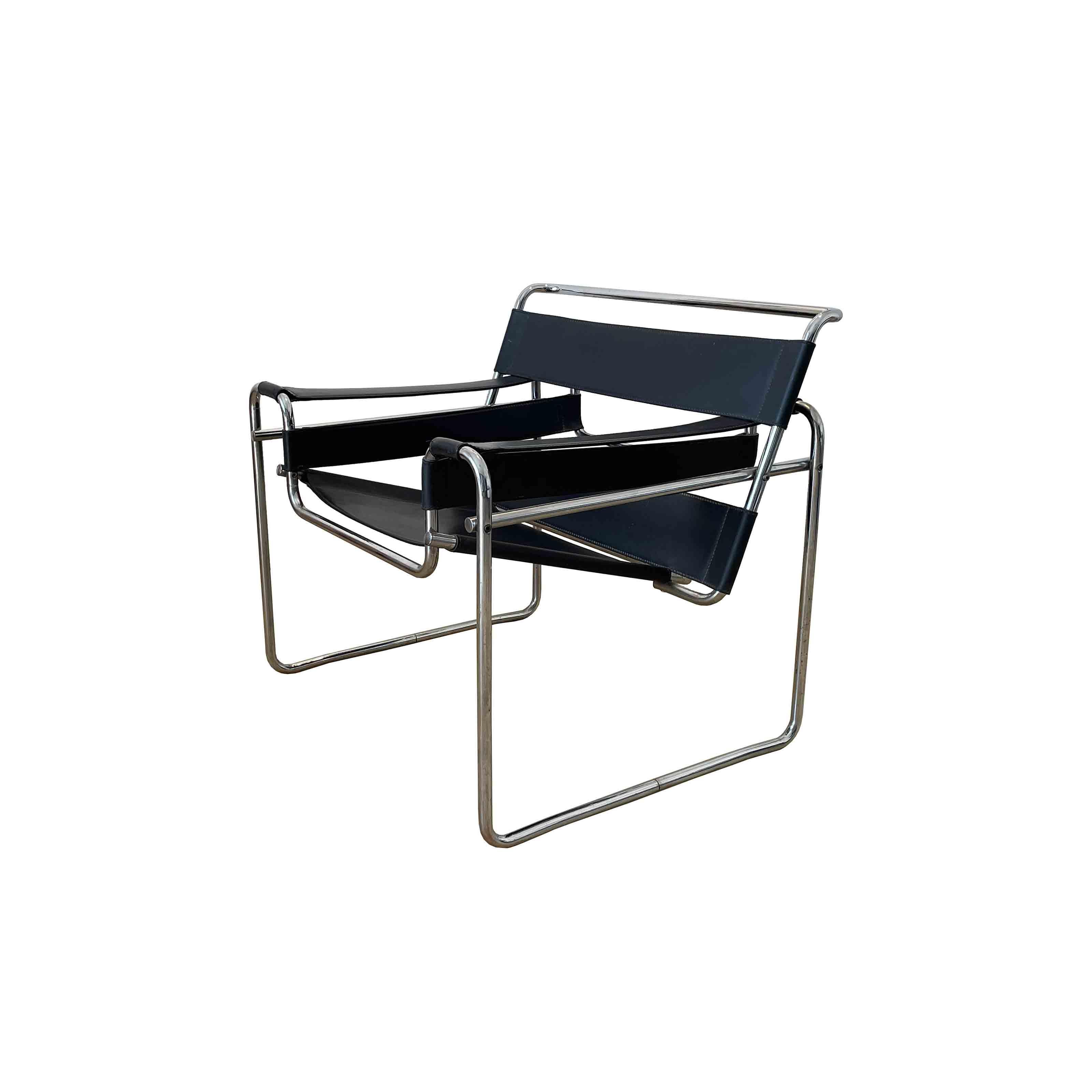 Marcel Breuer Bauhaus Black Model B3 Wassily Armchair for Gavina, 1969, Set of 6 In Good Condition For Sale In Vicenza, IT