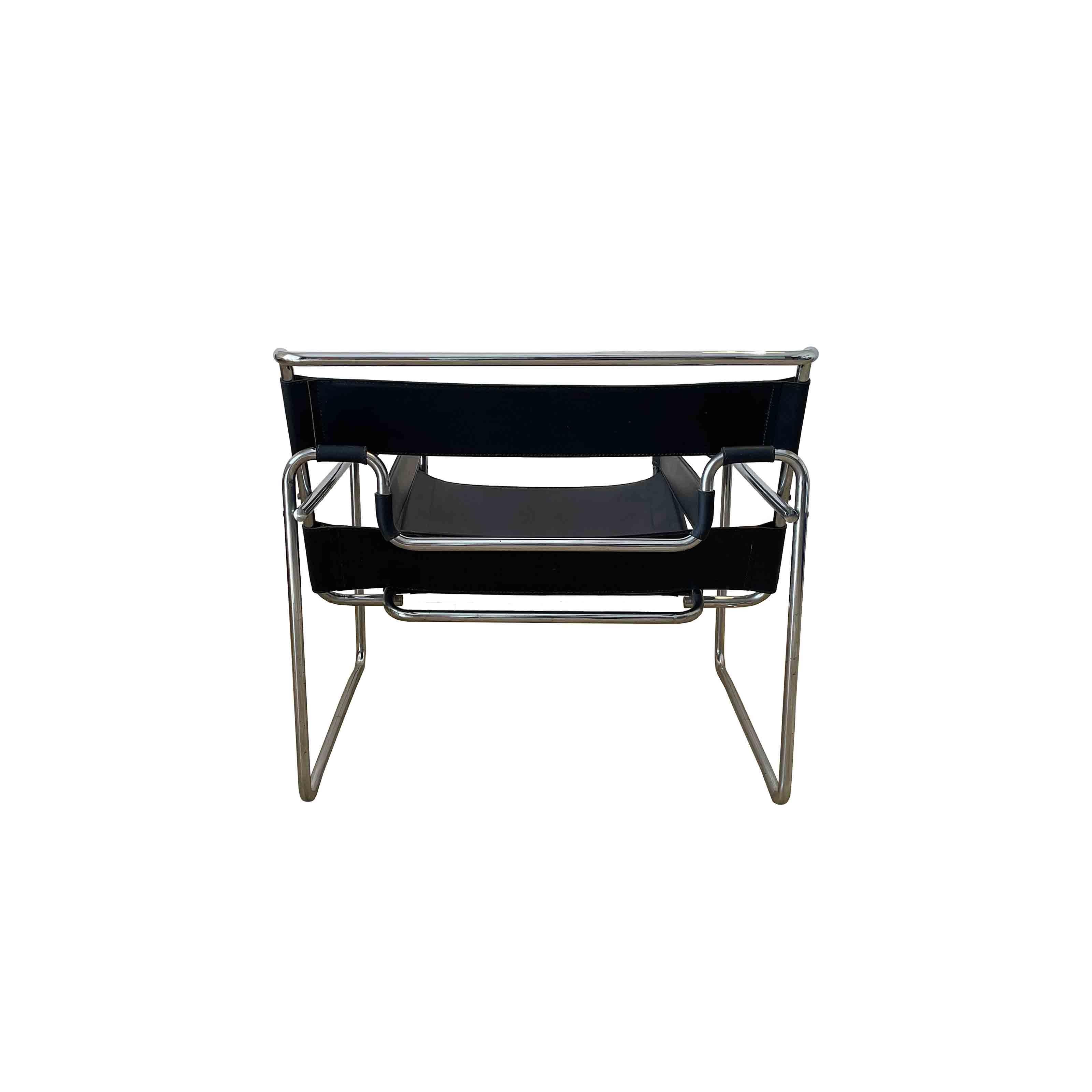 Marcel Breuer Bauhaus Schwarzer Wassily-Sessel Modell B3 für Gavina, 1969, 6er-Set (Chrom) im Angebot