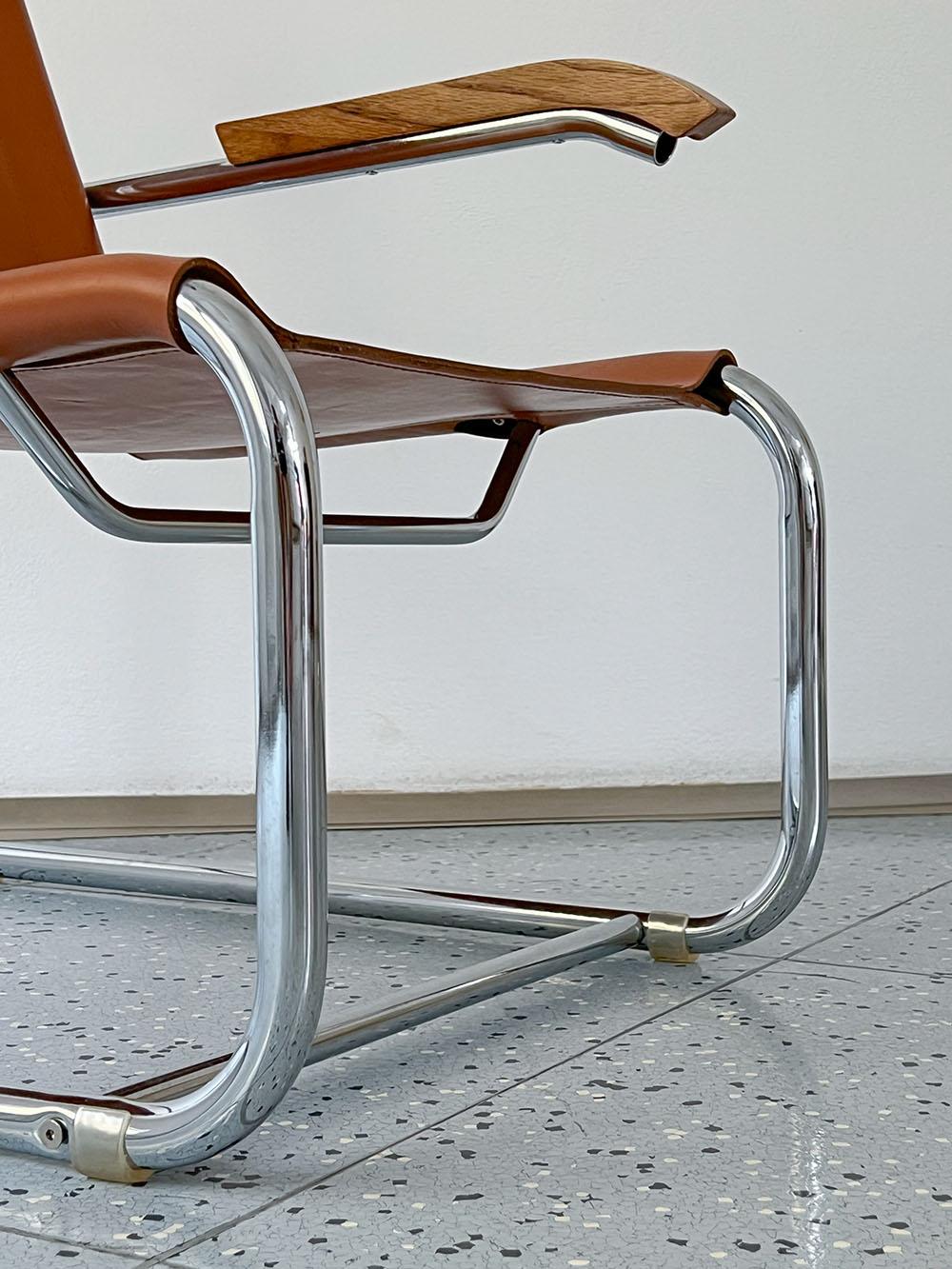 Plated Marcel Breuer Bauhaus Cantilever Lounge Chair Model B35, 1970s
