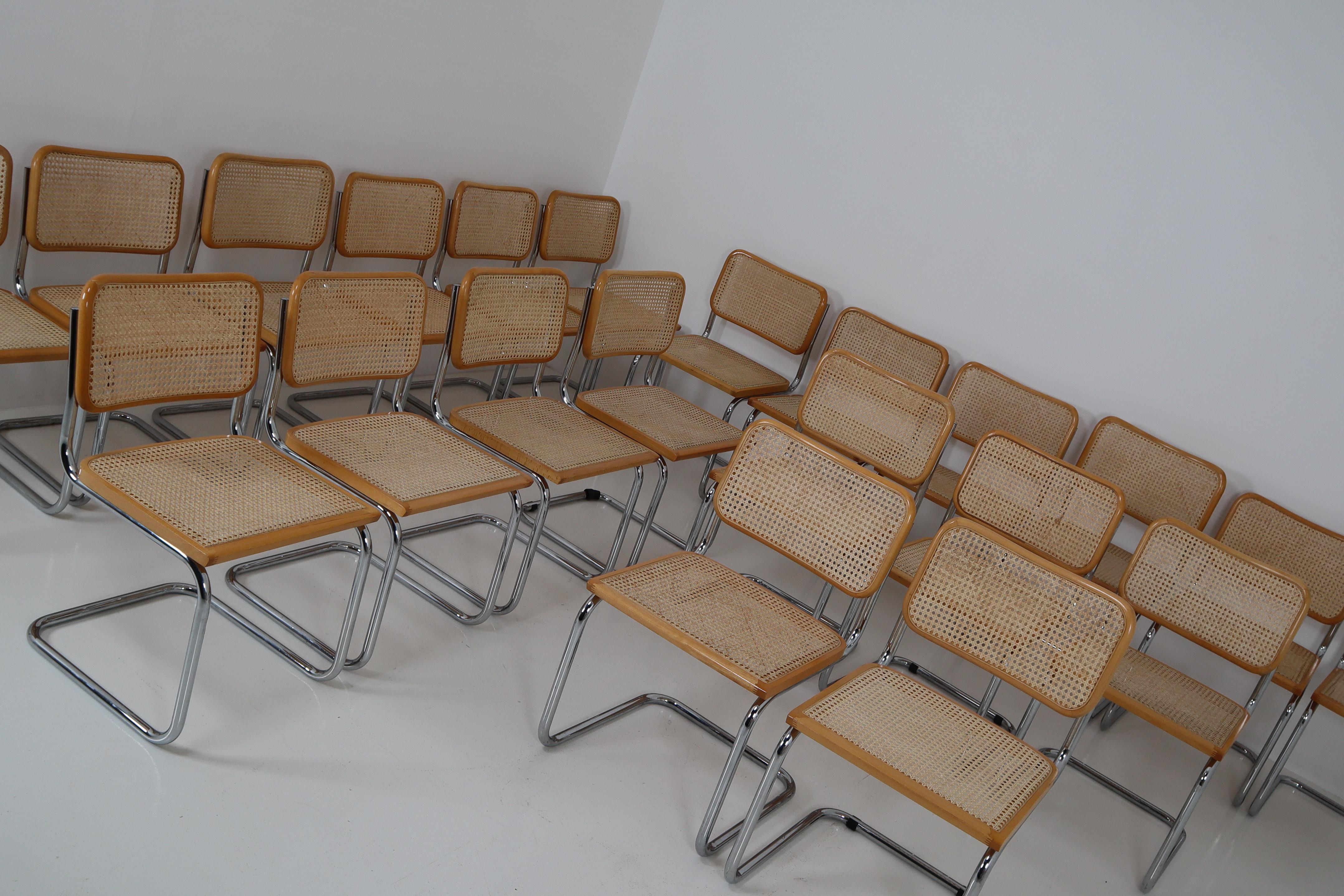 Marcel Breuer Bauhaus Cesca Dining Room Chairs, 1970s, Set of 24 3