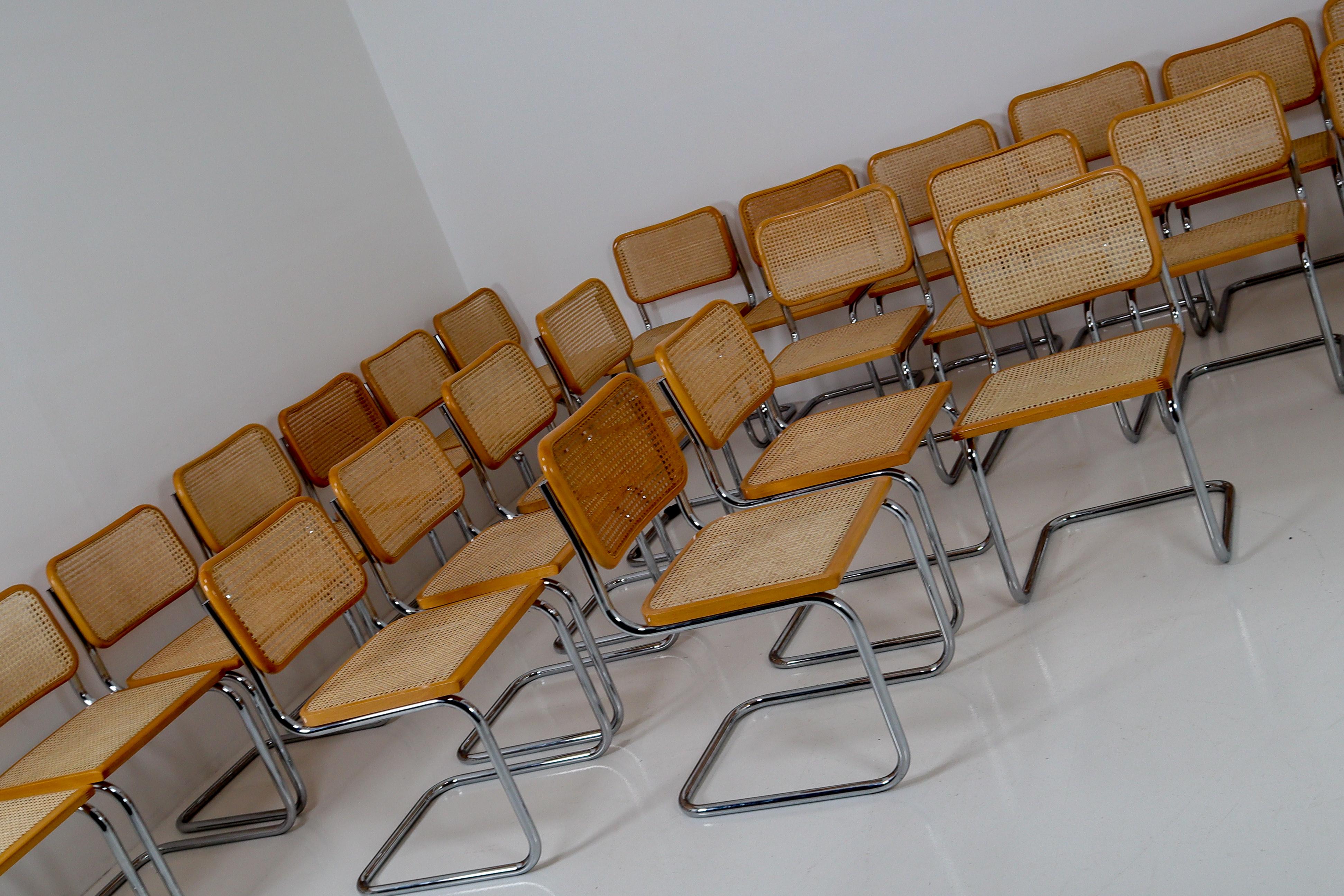 Marcel Breuer Bauhaus Cesca Dining Room Chairs, 1970s, Set of 24 1