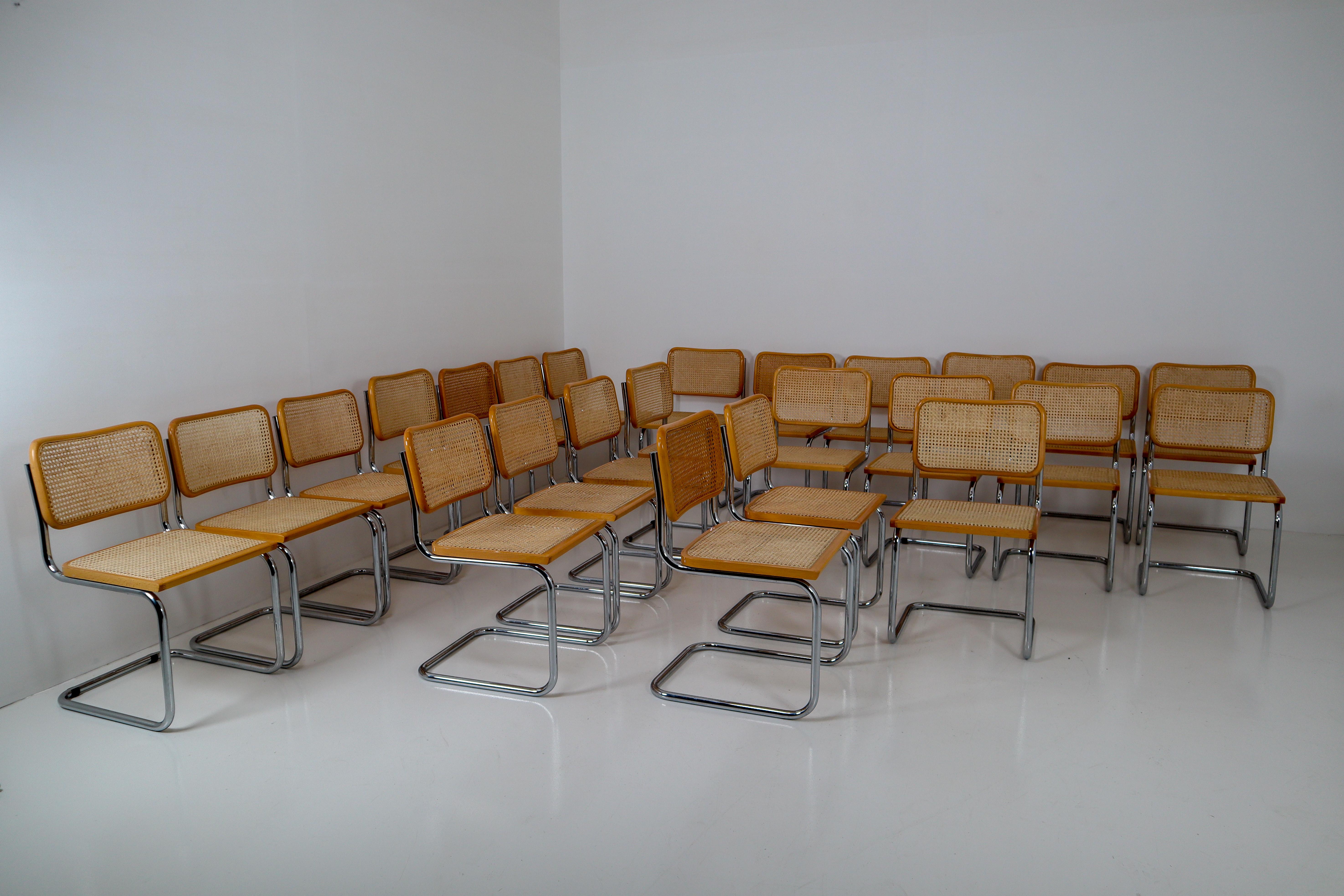 Marcel Breuer Bauhaus Cesca Dining Room Chairs, 1970s, Set of 24 2