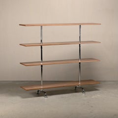 Marcel Breuer Bauhaus S44 bookshelf in chrome and walnut veneer for Tecta