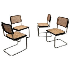 Vintage Marcel Breuer Bauhaus Wien Straw B32 Cesca Dining Room Chairs, 1970s, Set of 4