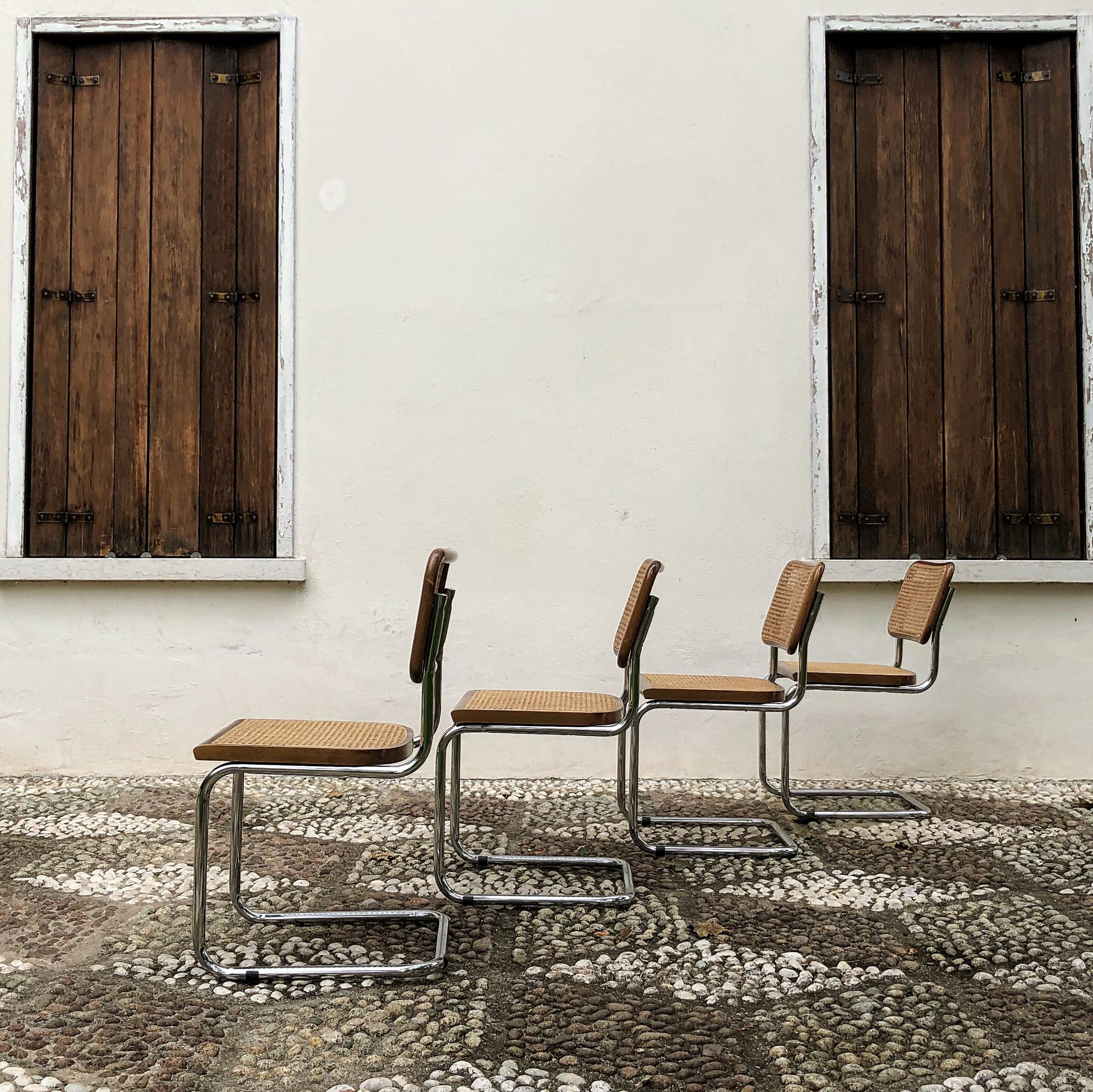 Marcel Breuer Bauhaus Wien Straw B32 Cesca Dining Room Chairs, 1970s, Set of 6 For Sale 4
