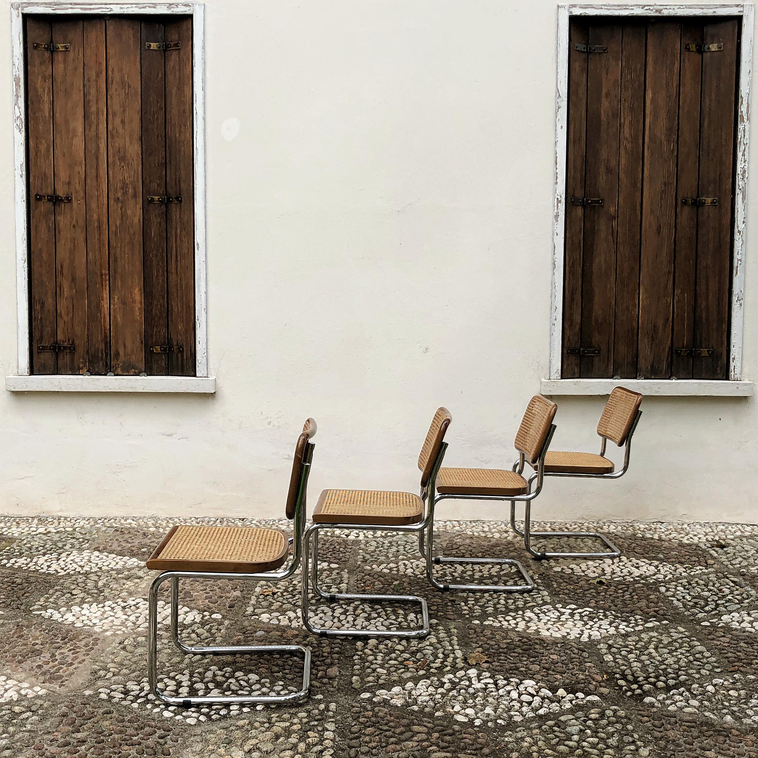 Marcel Breuer Bauhaus Wien Straw B32 Cesca Dining Room Chairs, 1970s, Set of 6 For Sale 5
