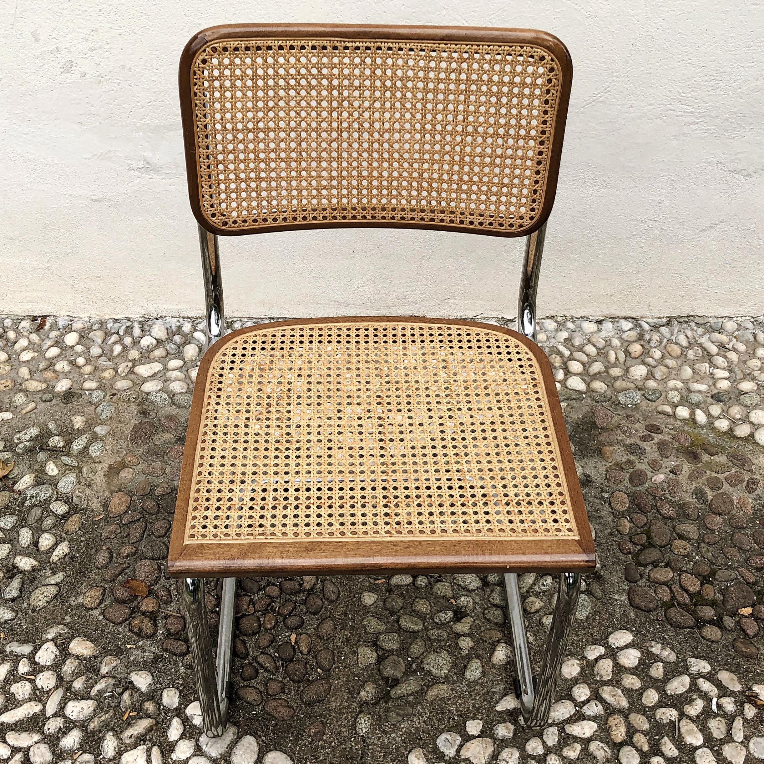 Marcel Breuer Bauhaus Wien Straw B32 Cesca Dining Room Chairs, 1970s, Set of 6 For Sale 11
