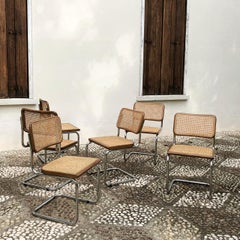 Marcel Breuer Bauhaus Wien Straw B32 Cesca Dining Room Chairs, 1970s, Set of 6