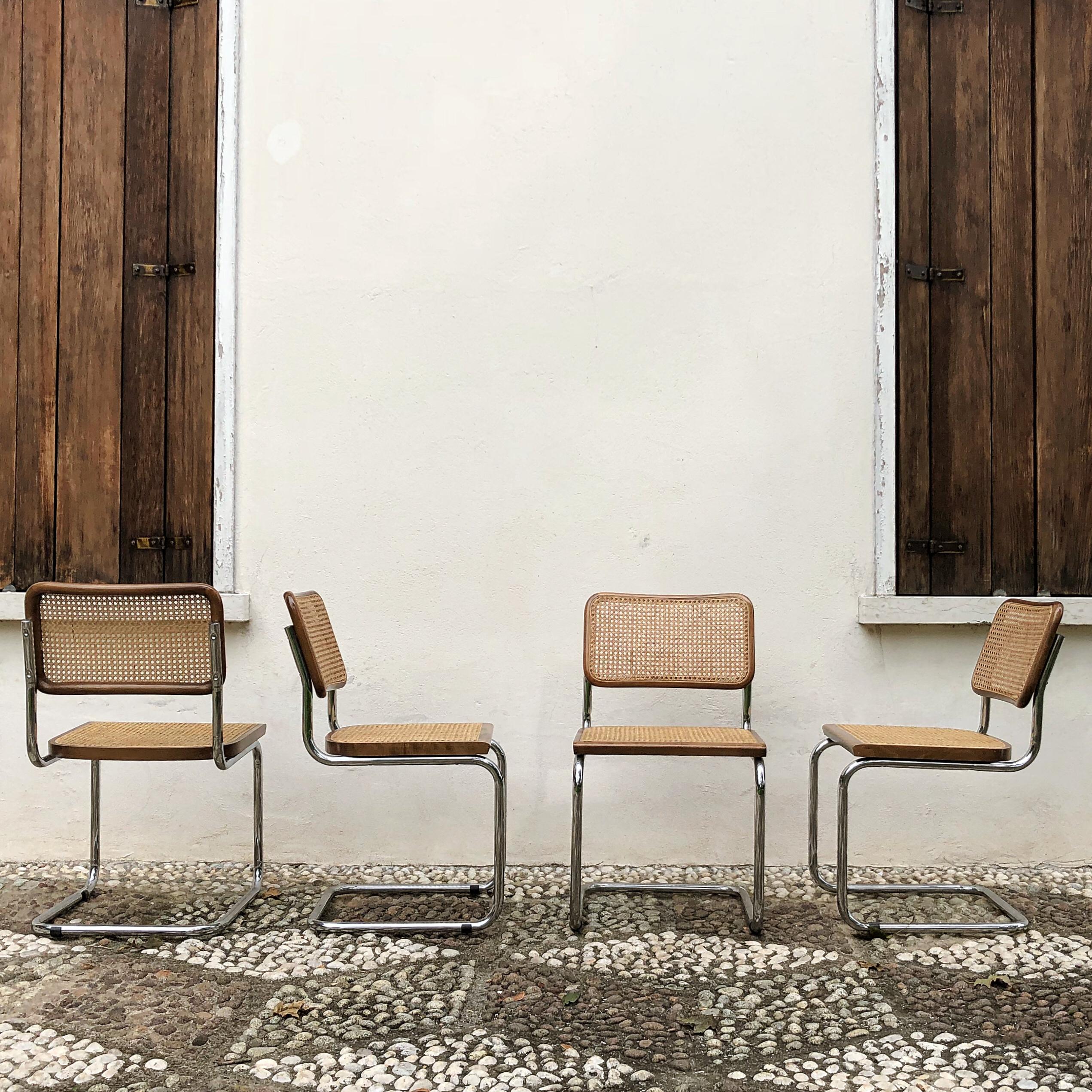 Marcel Breuer Bauhaus Wien Straw B32 Cesca Dining Room Chairs, 1970s, Set of 6 In Good Condition For Sale In Padova, IT