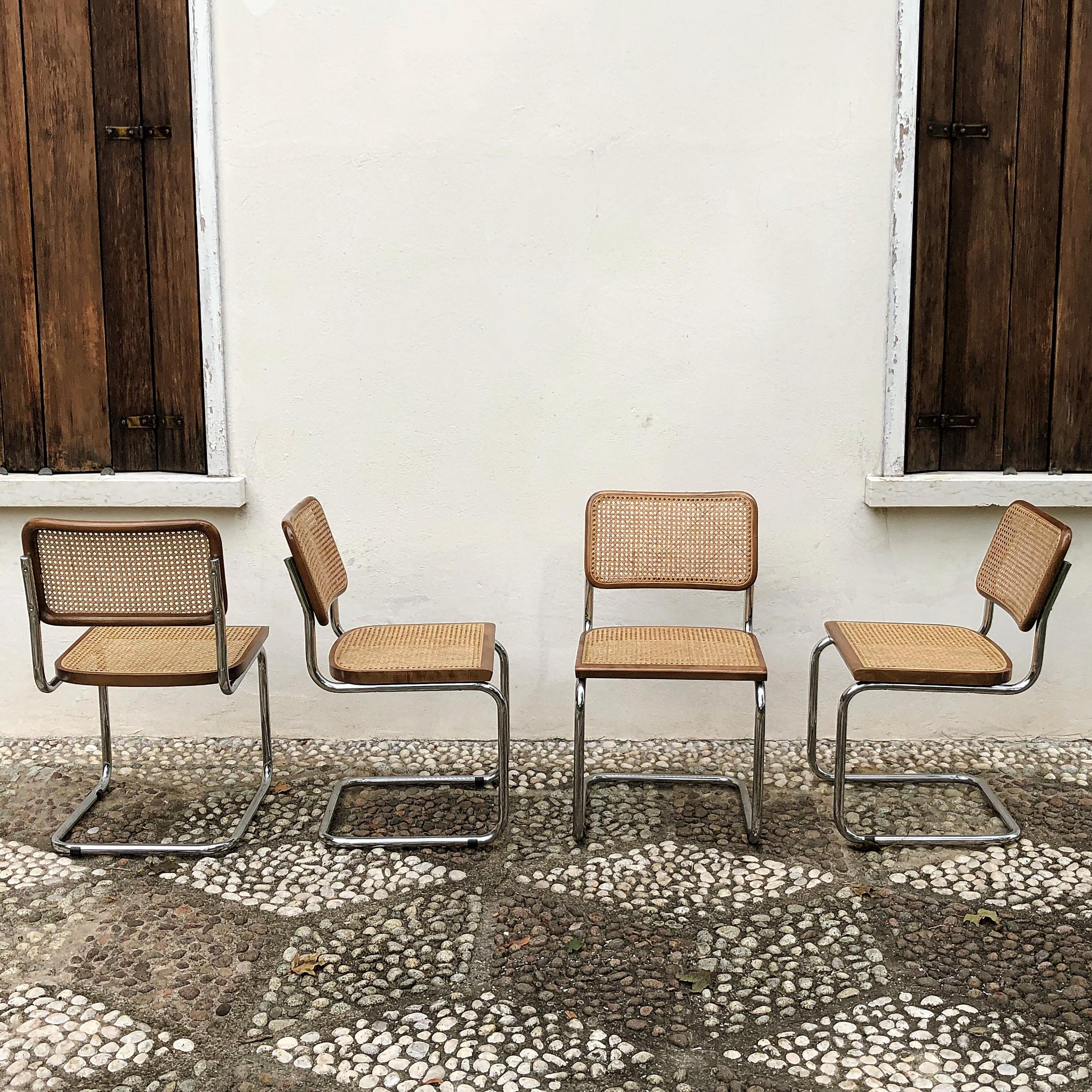 Late 20th Century Marcel Breuer Bauhaus Wien Straw B32 Cesca Dining Room Chairs, 1970s, Set of 6 For Sale